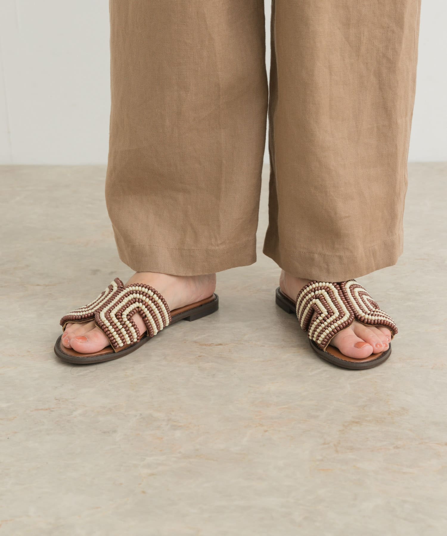 ビーズサンダル BROWN 36