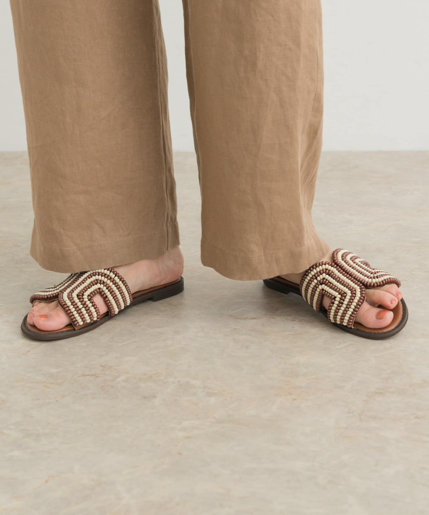 ビーズサンダル BROWN 36