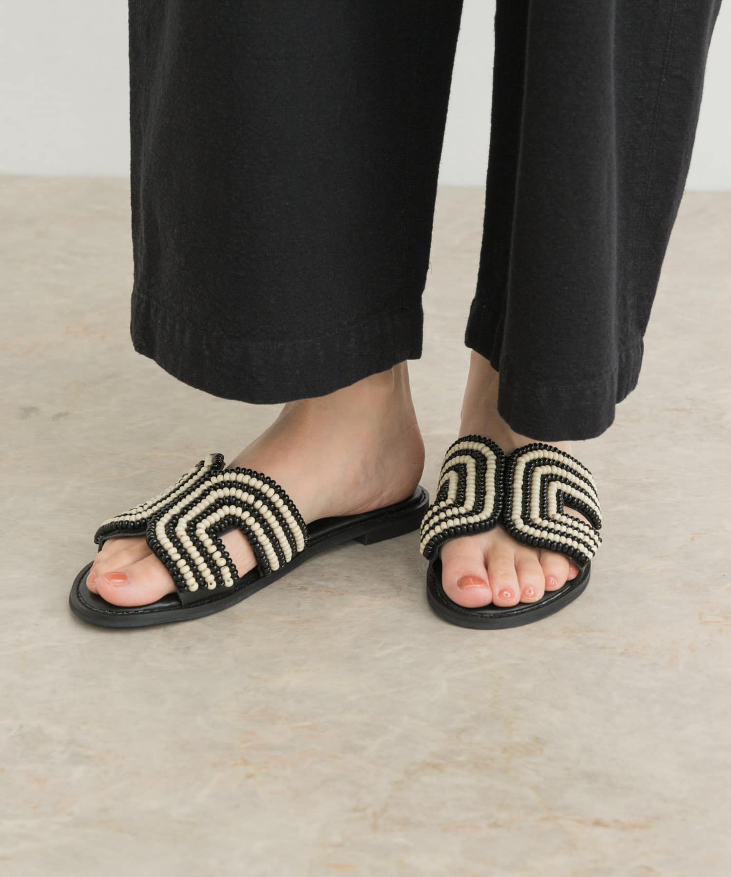 ビーズサンダル BLACK 36