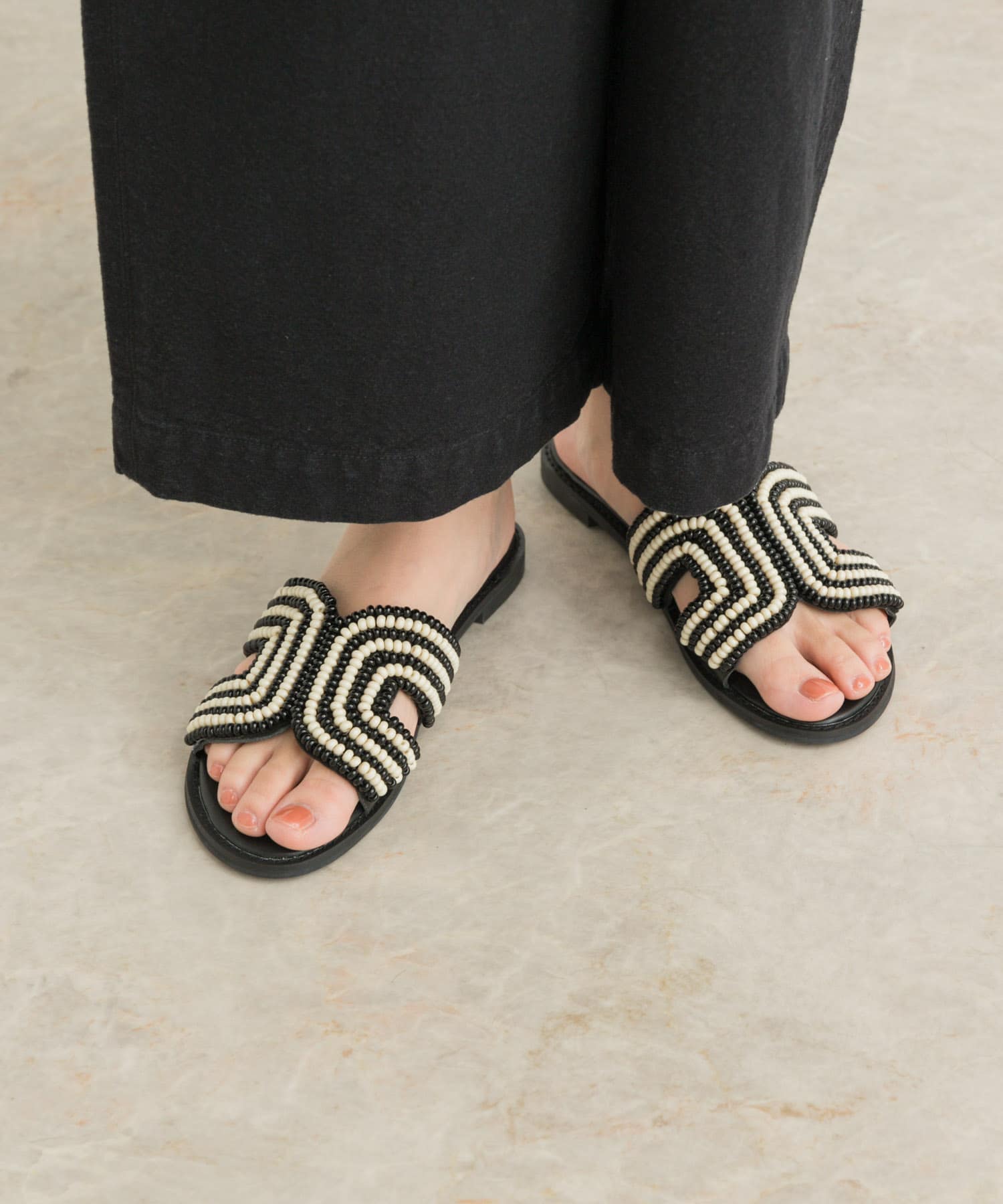 ビーズサンダル BLACK 36