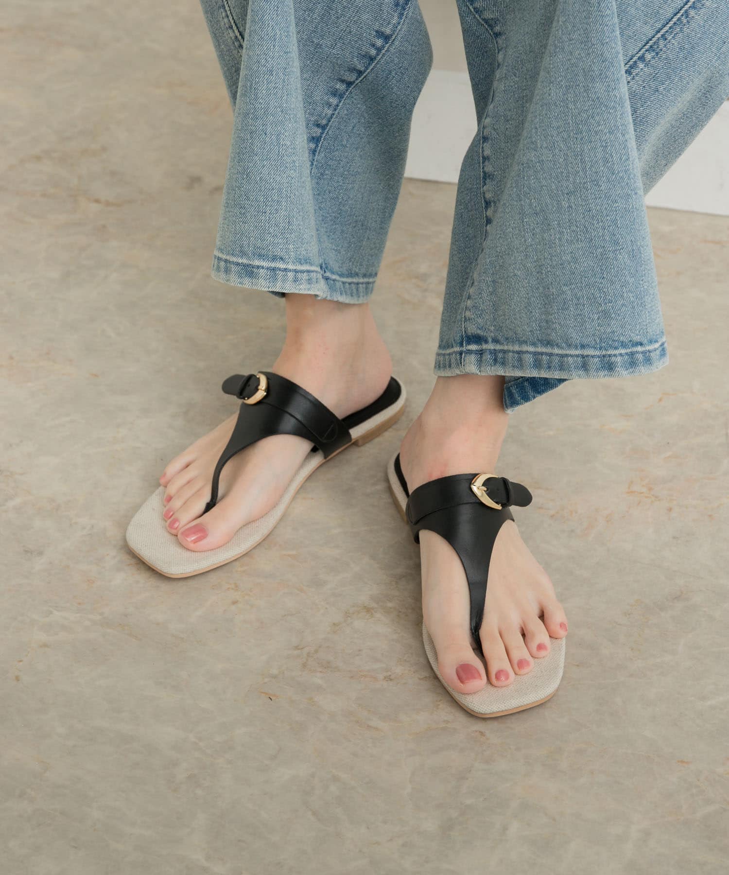 キャンバスコンビトングサンダル