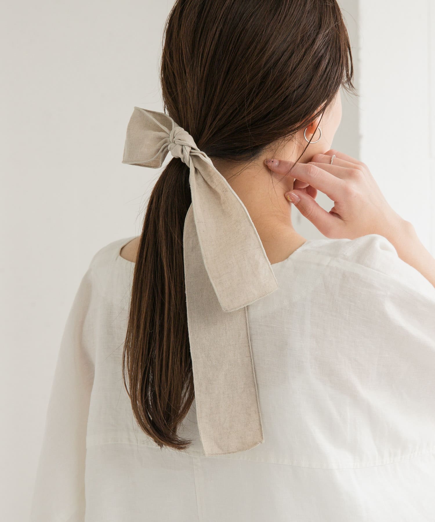 リネンリボンヘアフック NATURAL one