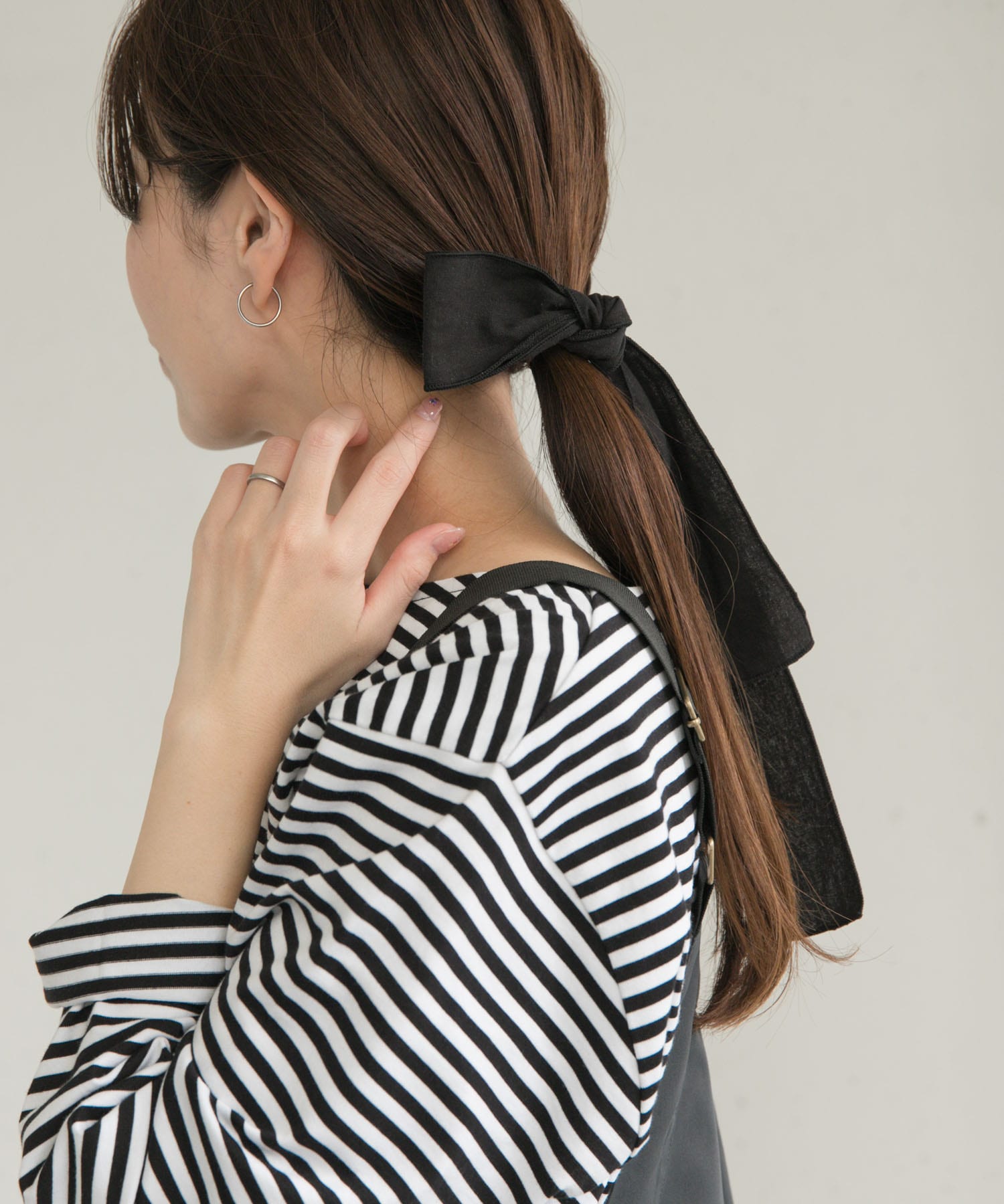 リネンリボンヘアフック BLACK one