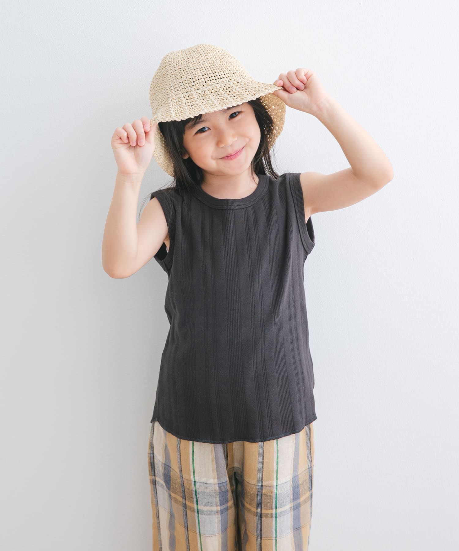 『WEB/一部店舗限定サイズ』ノースリーブランダムリブカットソー(KIDS)