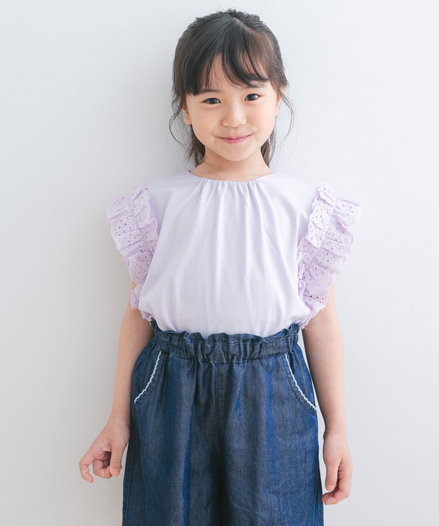 袖レースフレンチスリーブカットソー(KIDS)