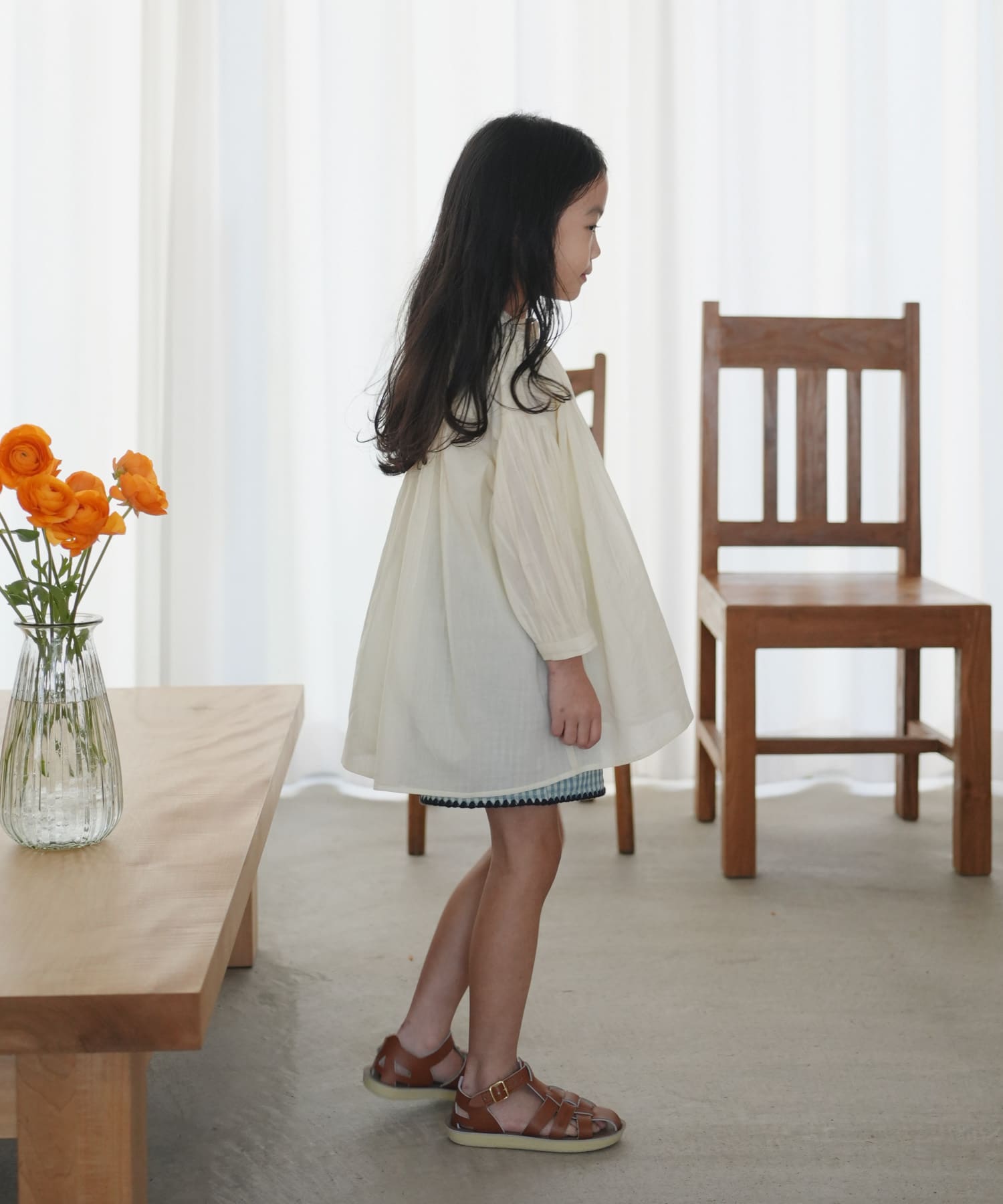 親子リンク』コットンボイルギャザーブラウス(KIDS)(105 YELLOW