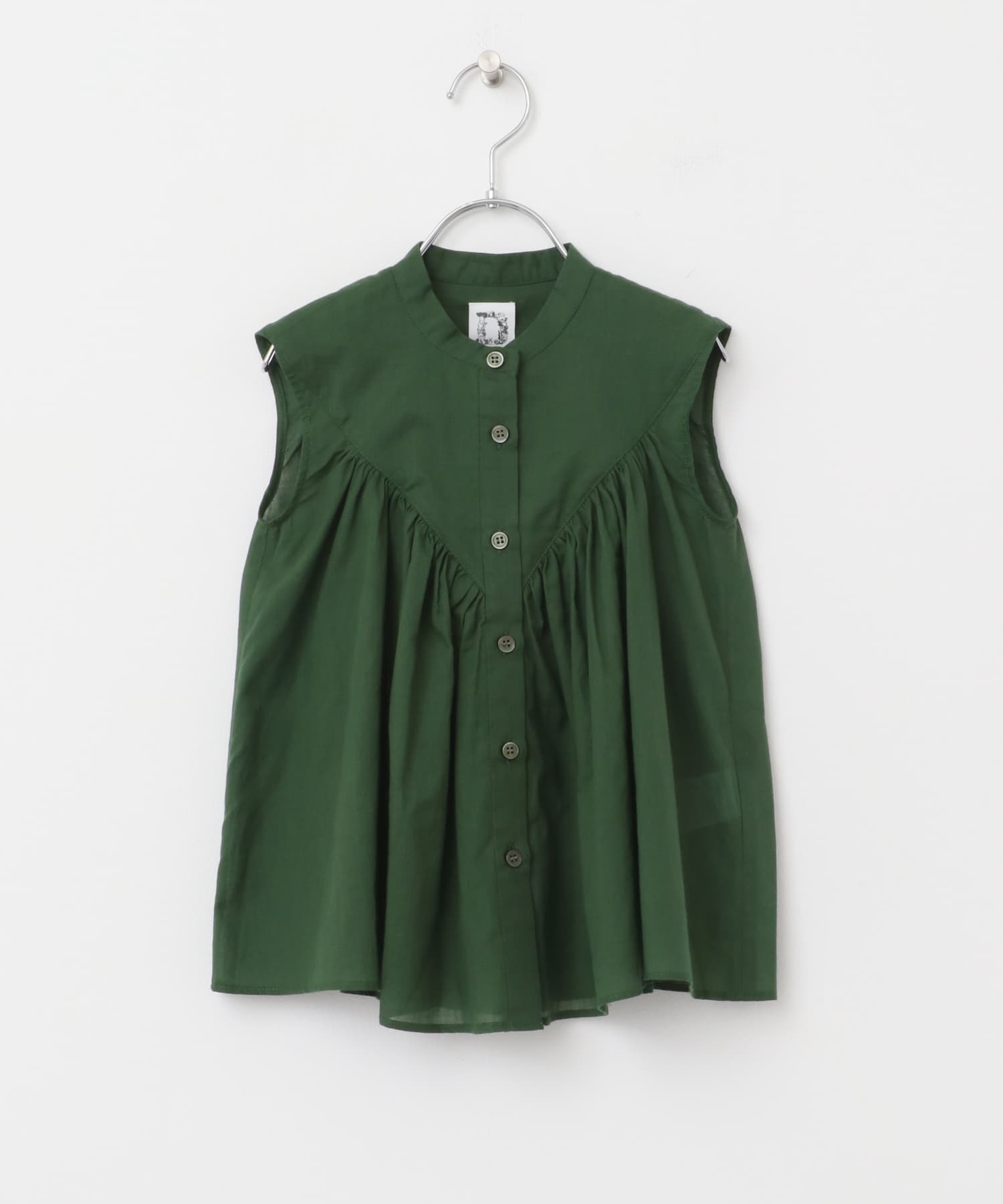 『親子リンク』コットンボイルV切替ブラウス(KIDS) GREEN 105