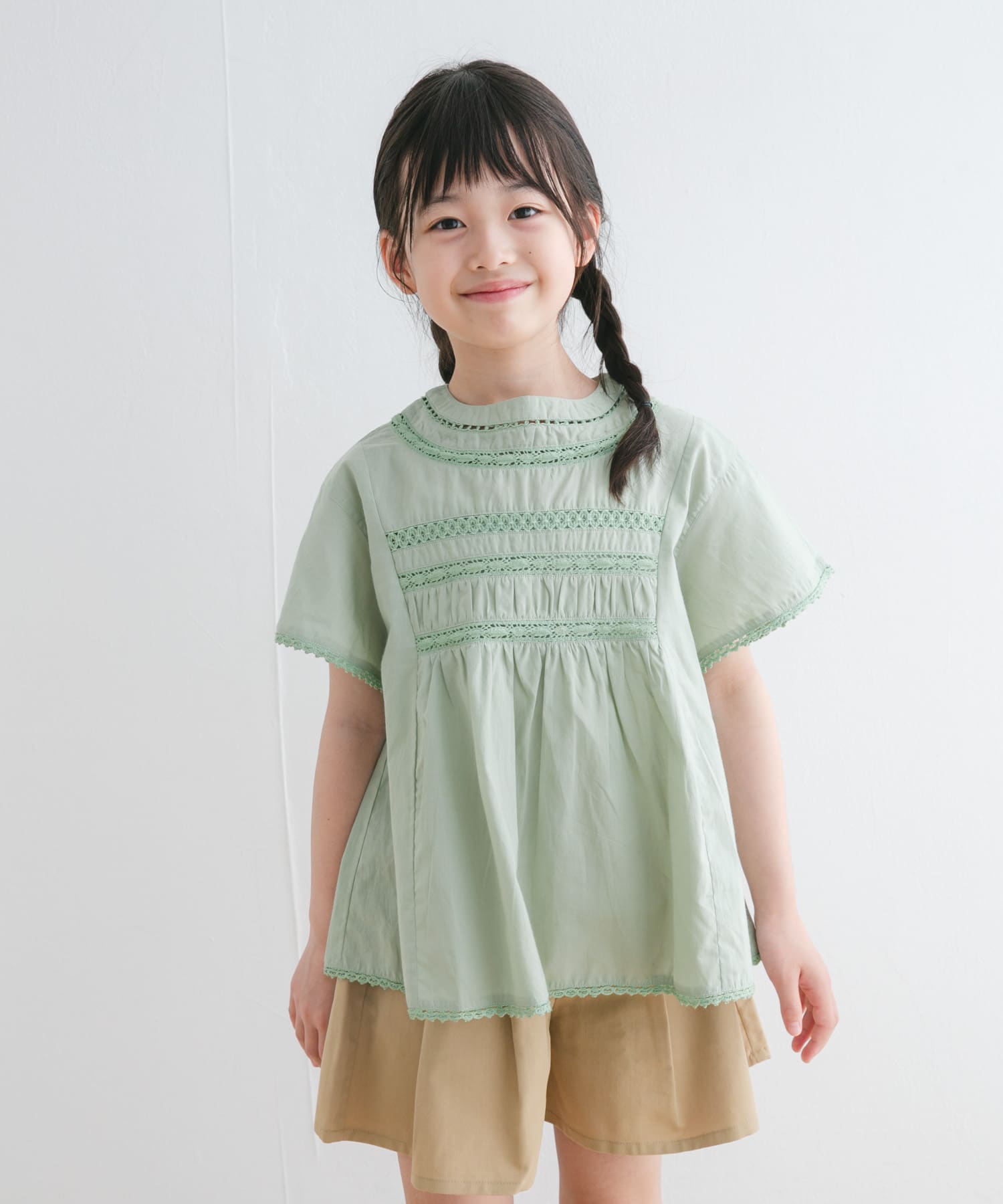 ハシゴレースシャーリングブラウス(KIDS)