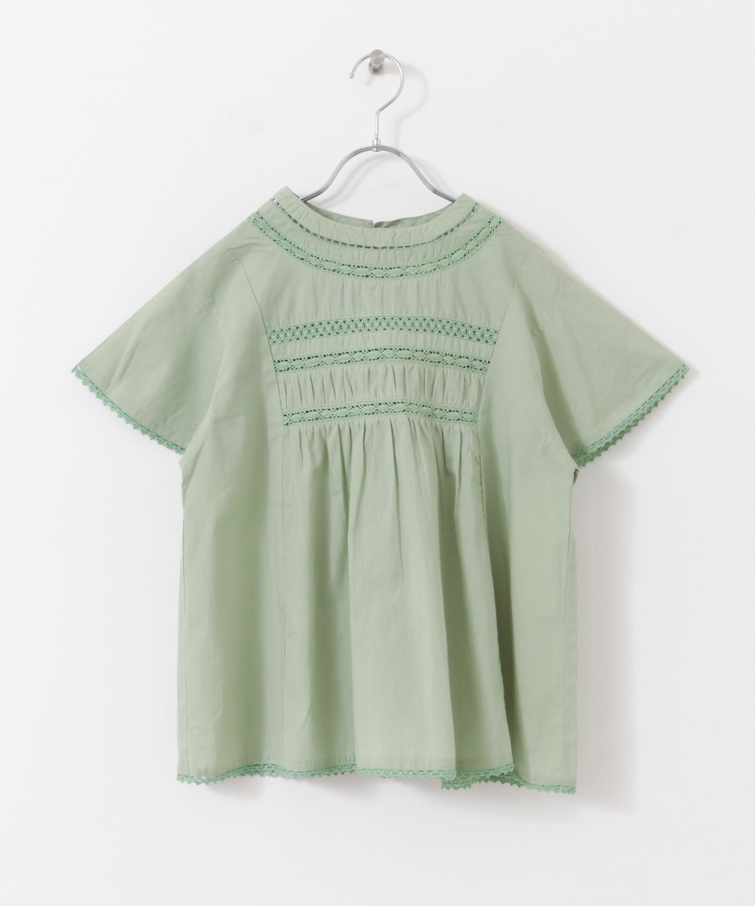 『WEB/一部店舗限定』ハシゴレースシャーリングブラウス(KIDS) SAGE 150