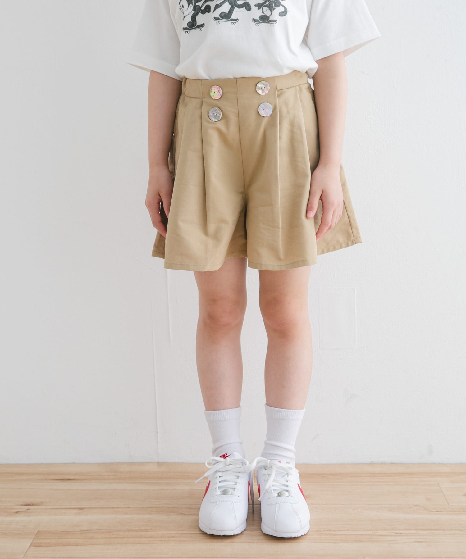 『WEB/一部店舗限定サイズ』フロントボタンキュロットパンツ(KIDS)