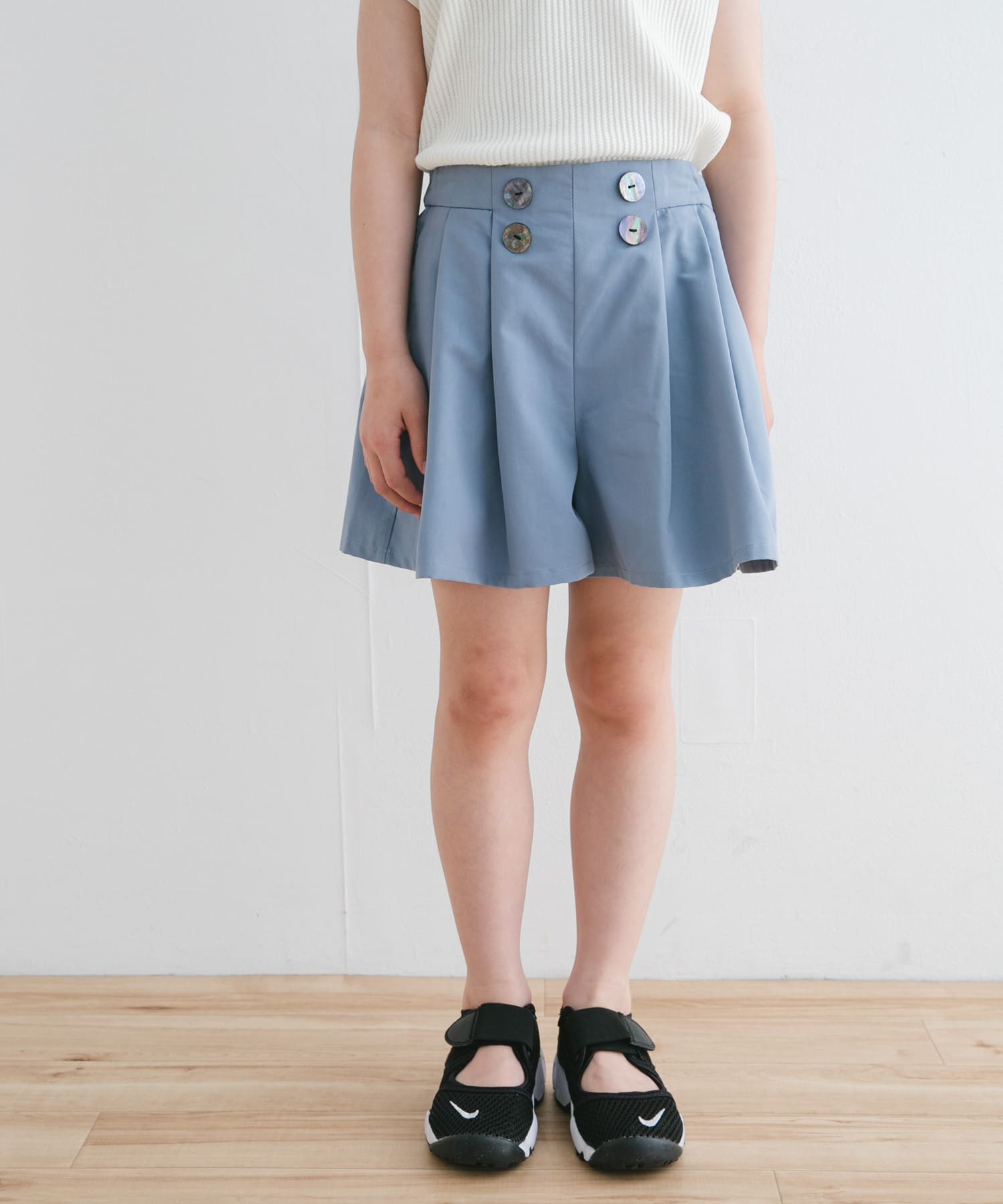 『WEB/一部店舗限定サイズ』フロントボタンキュロットパンツ(KIDS)