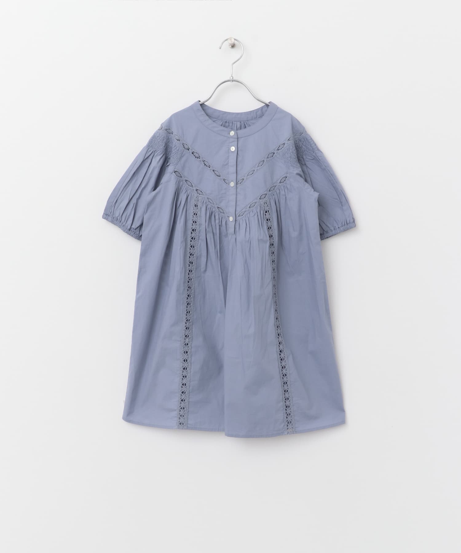ハシゴレースワンピース(KIDS) BLUE 105