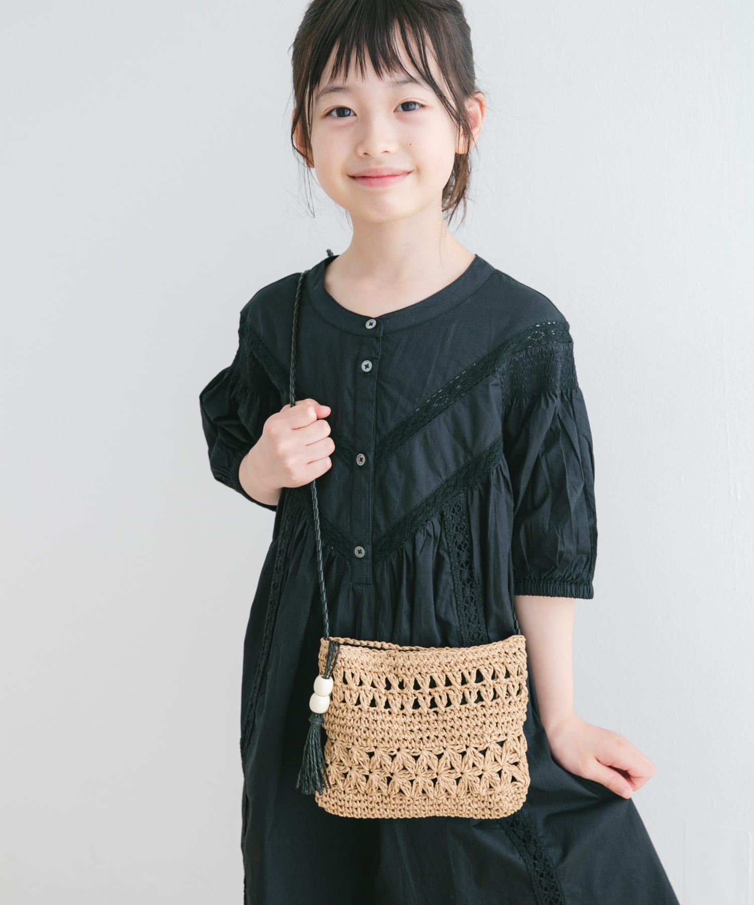 ペーパー編みポシェット(KIDS) BEIGE one