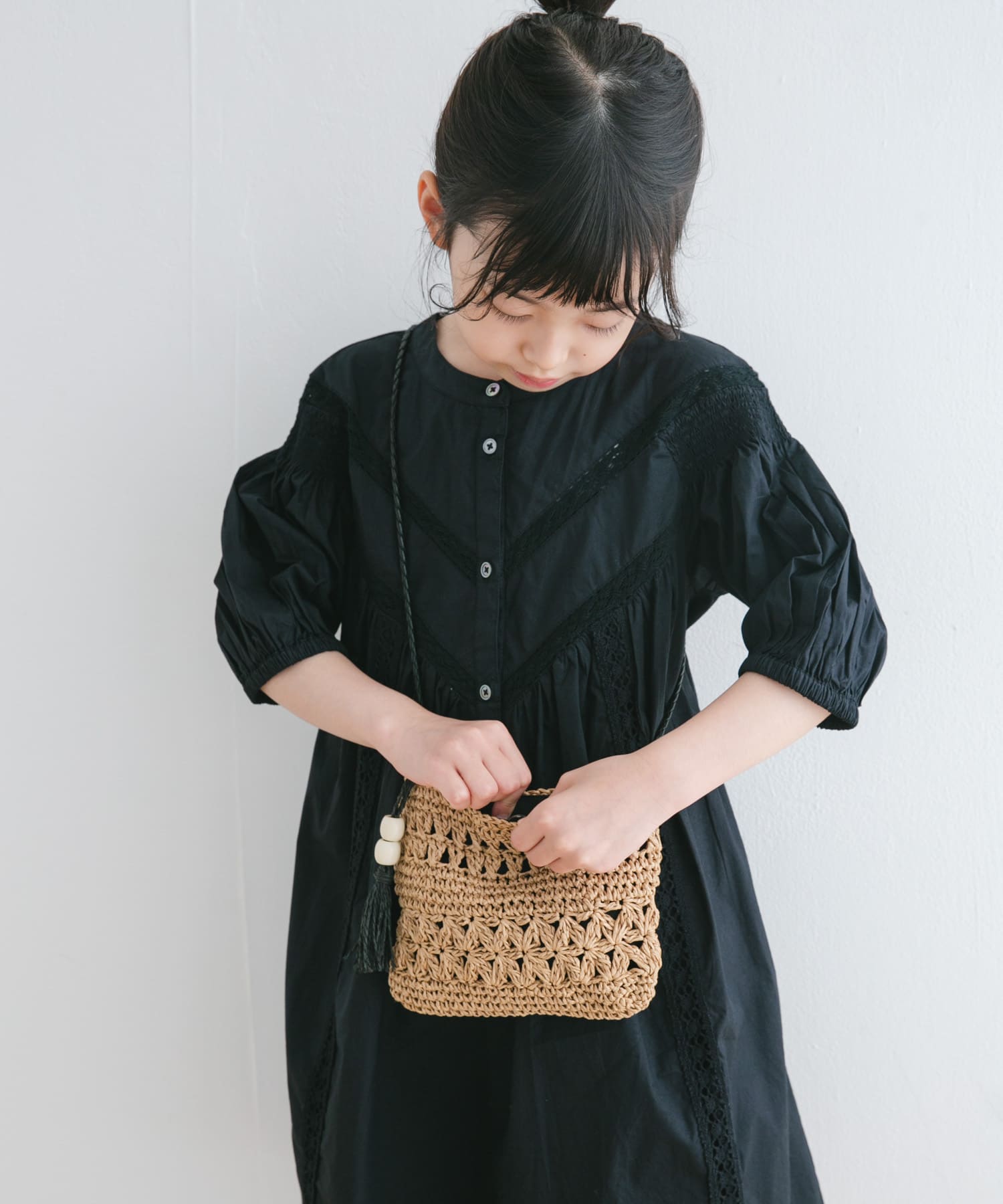 ペーパー編みポシェット(KIDS) BEIGE one