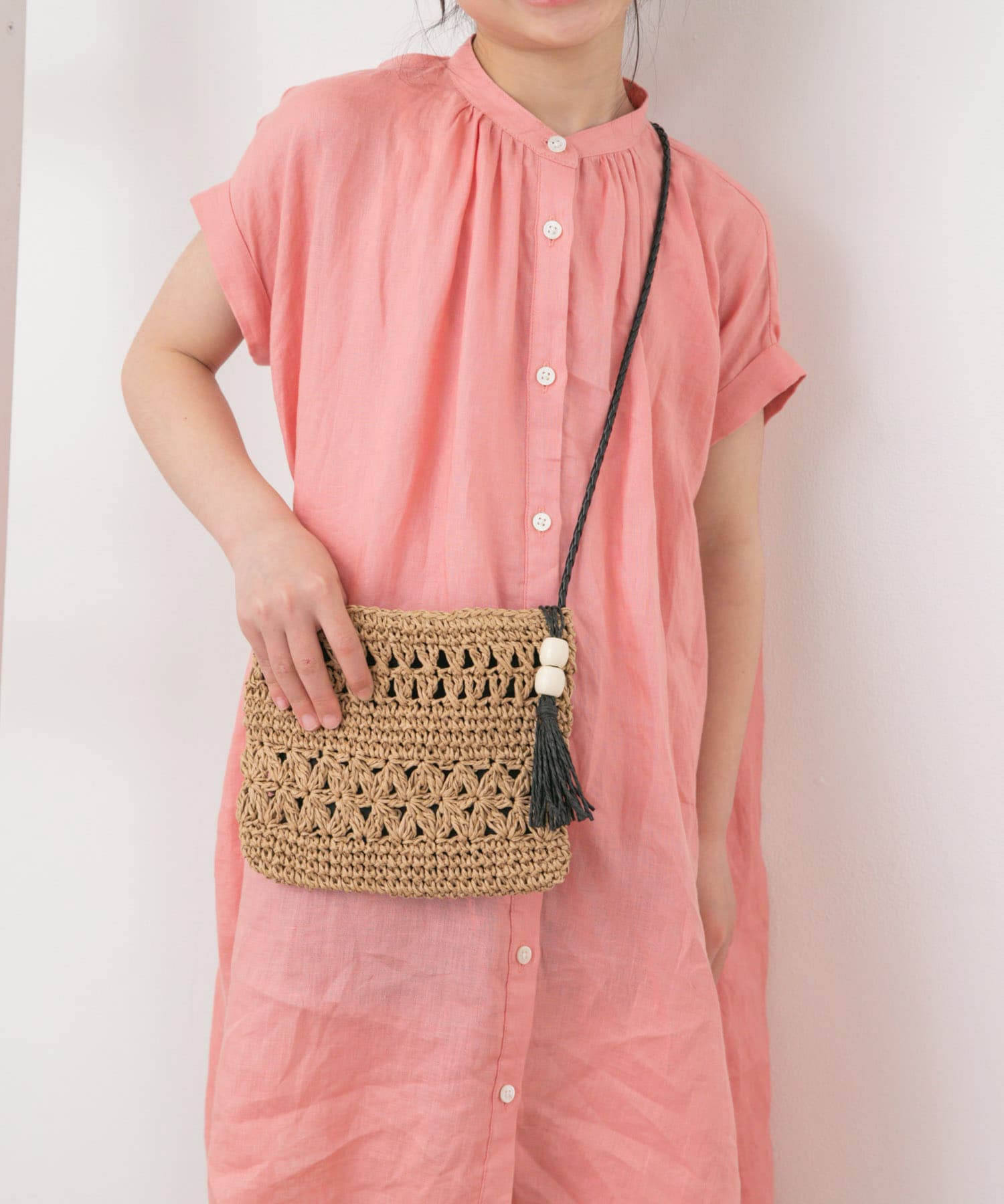 ペーパー編みポシェット(KIDS) BEIGE one