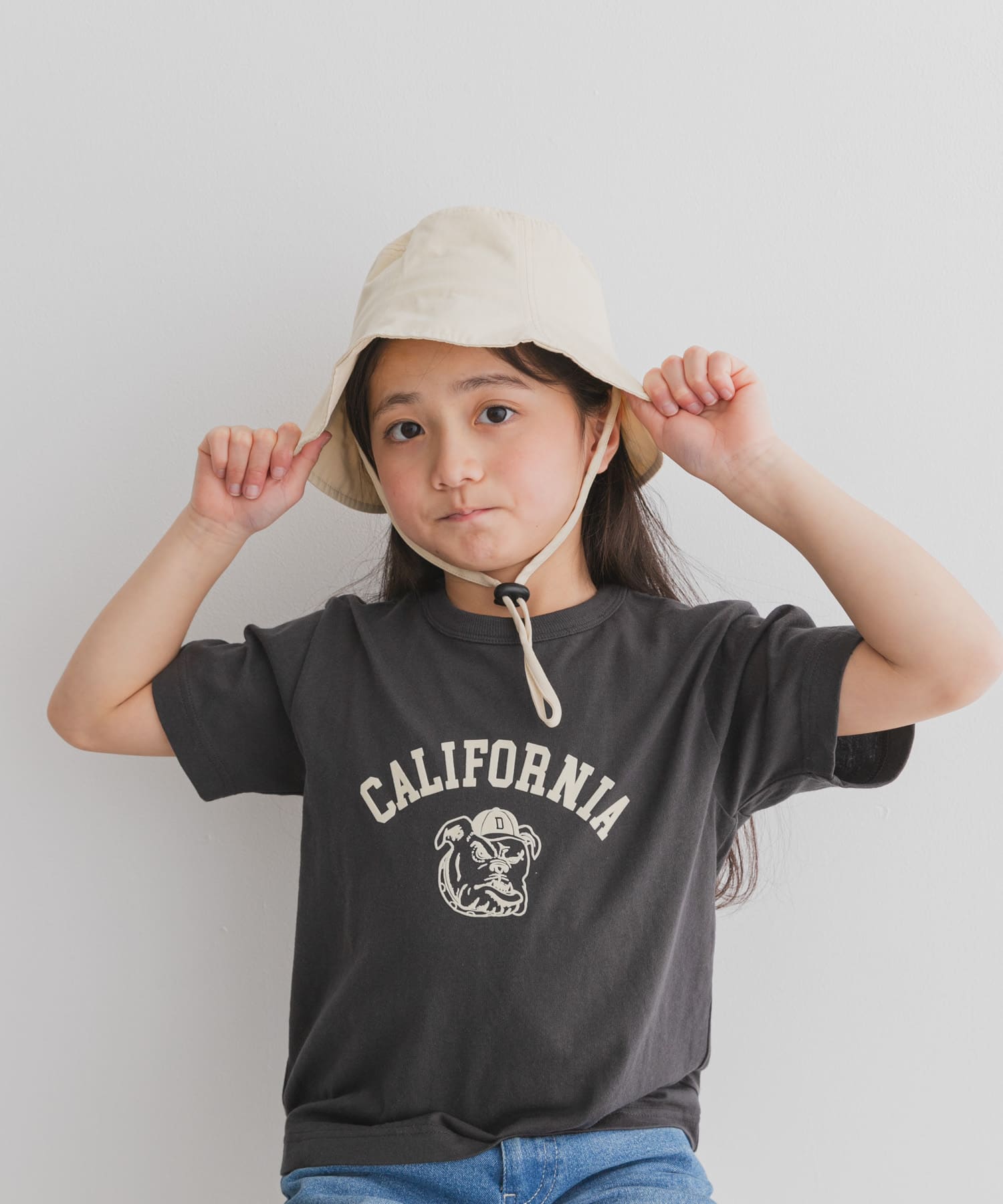 『親子リンク』コットンツイルパネルハット(KIDS) IVORY one