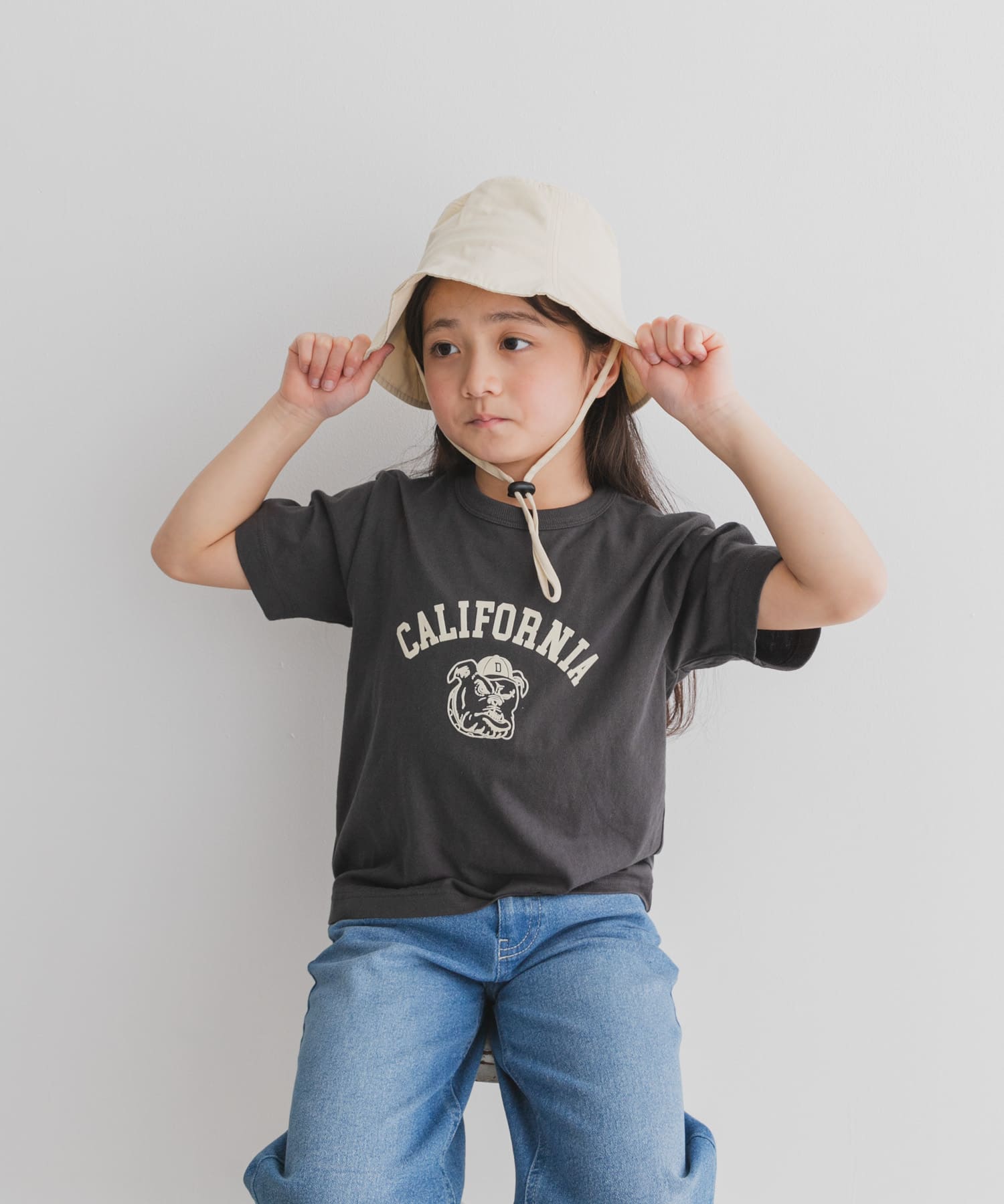 『親子リンク』コットンツイルパネルハット(KIDS) IVORY one