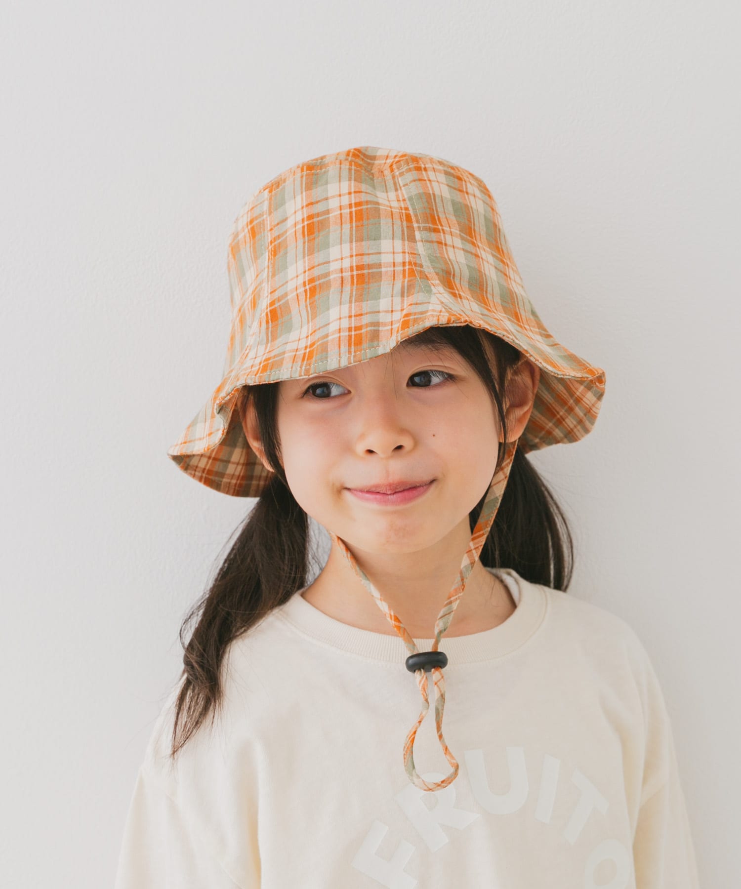 『親子リンク』コットンツイルパネルハット(KIDS) ORANGE one