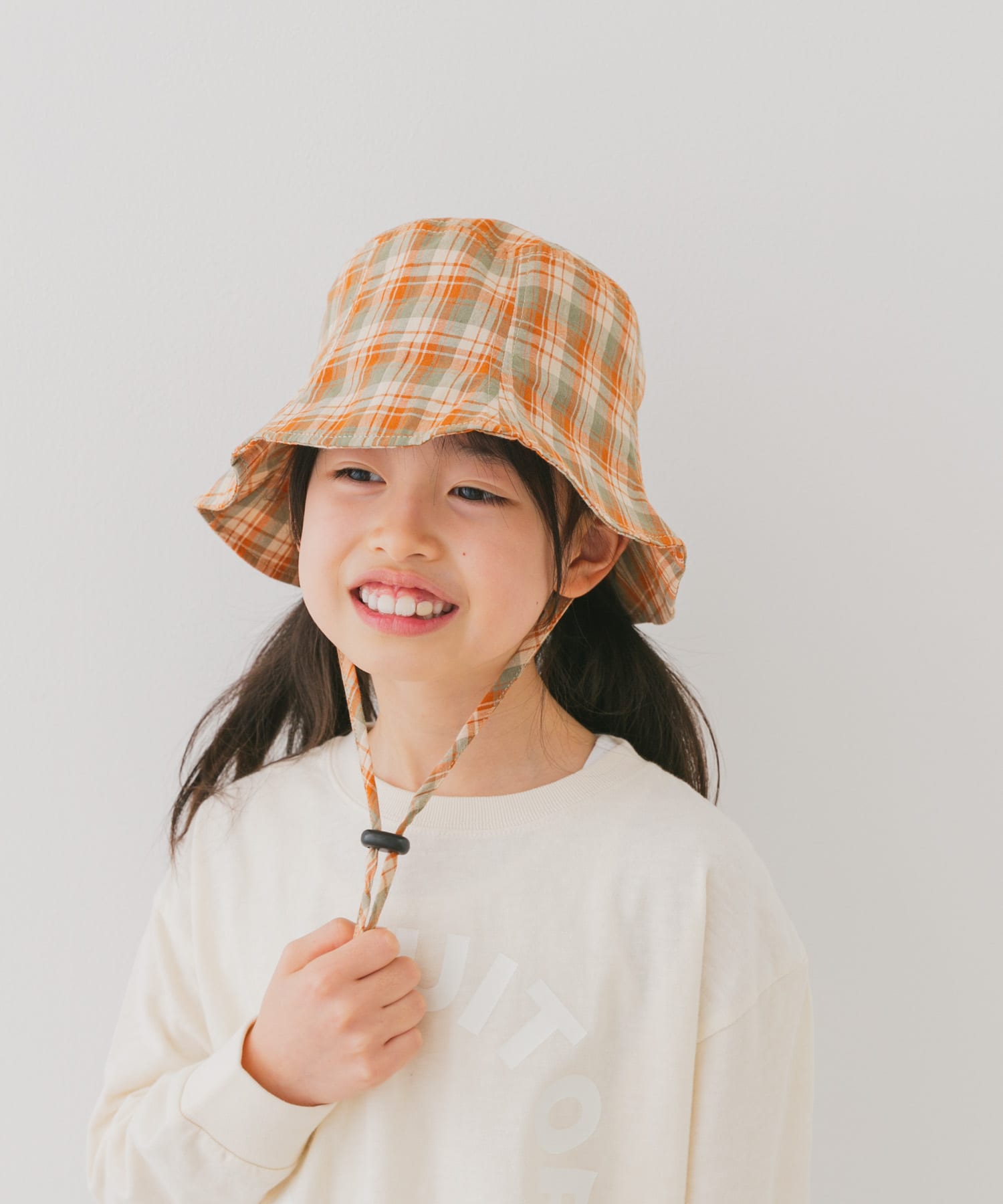 『親子リンク』コットンツイルパネルハット(KIDS) ORANGE one
