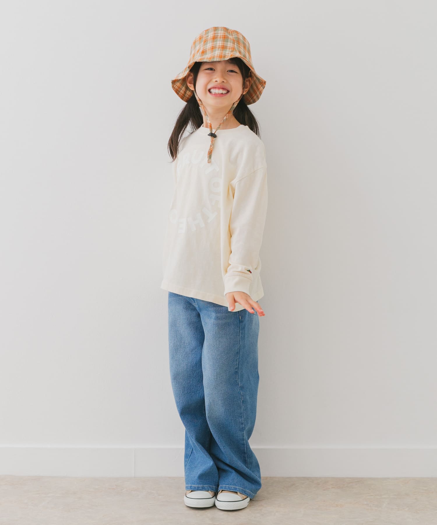 『親子リンク』コットンツイルパネルハット(KIDS) ORANGE one