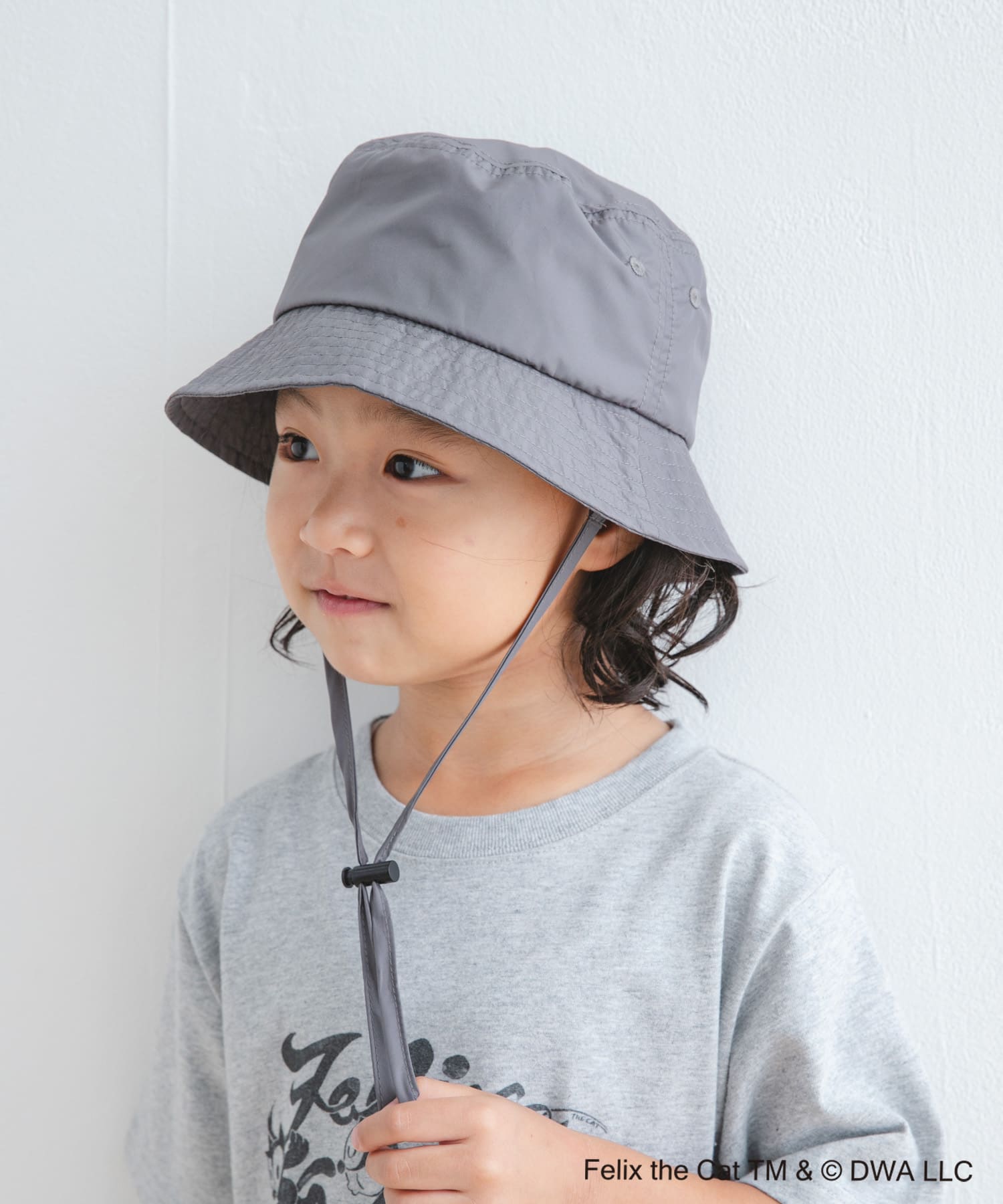 『親子リンク』撥水タフタバケットハット(KIDS) GRAY one
