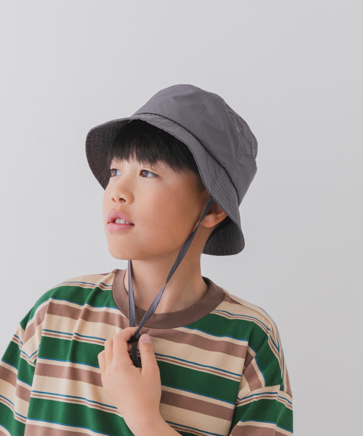『親子リンク』撥水タフタバケットハット(KIDS) GRAY one