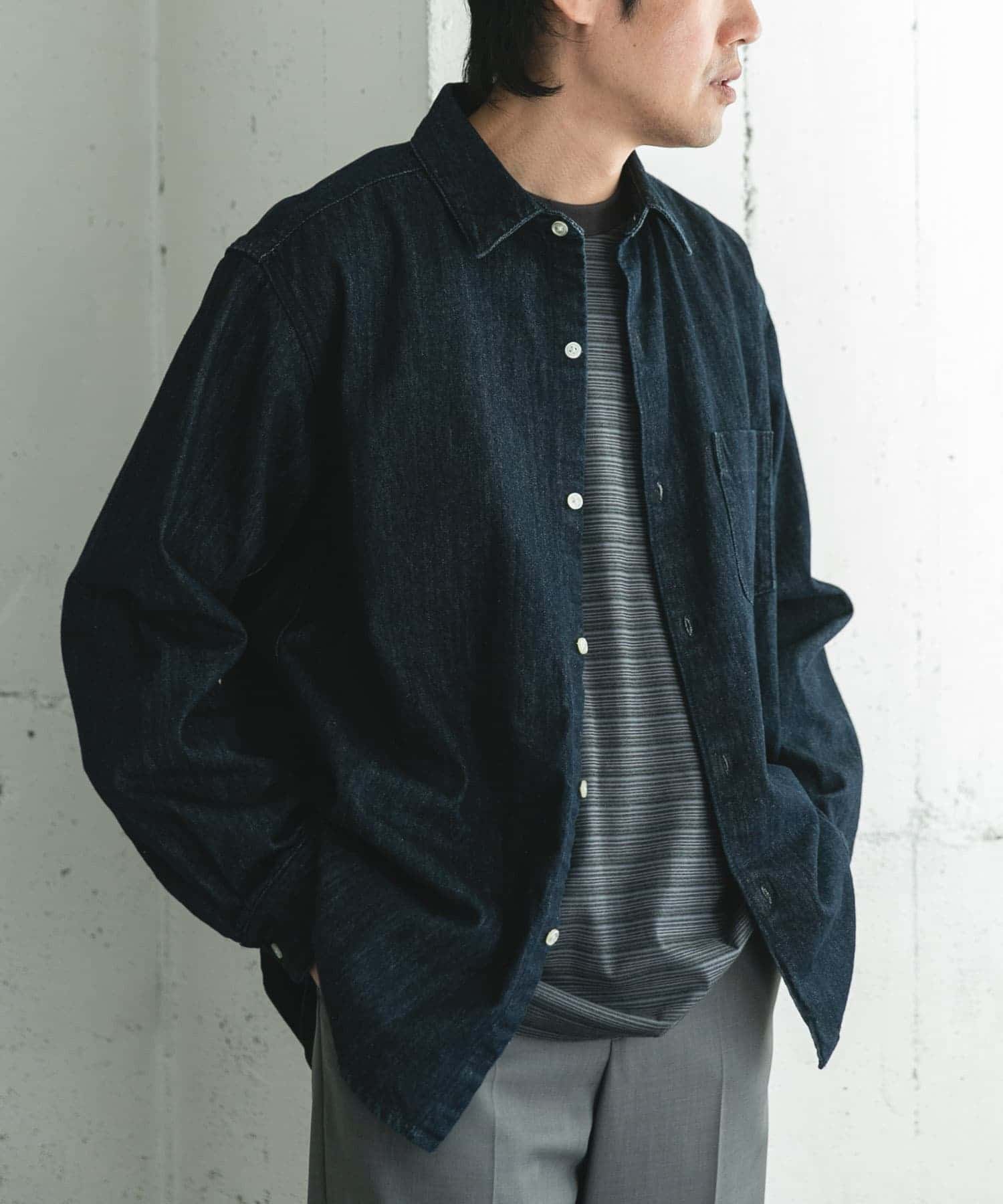 デニムレギュラーカラーシャツ