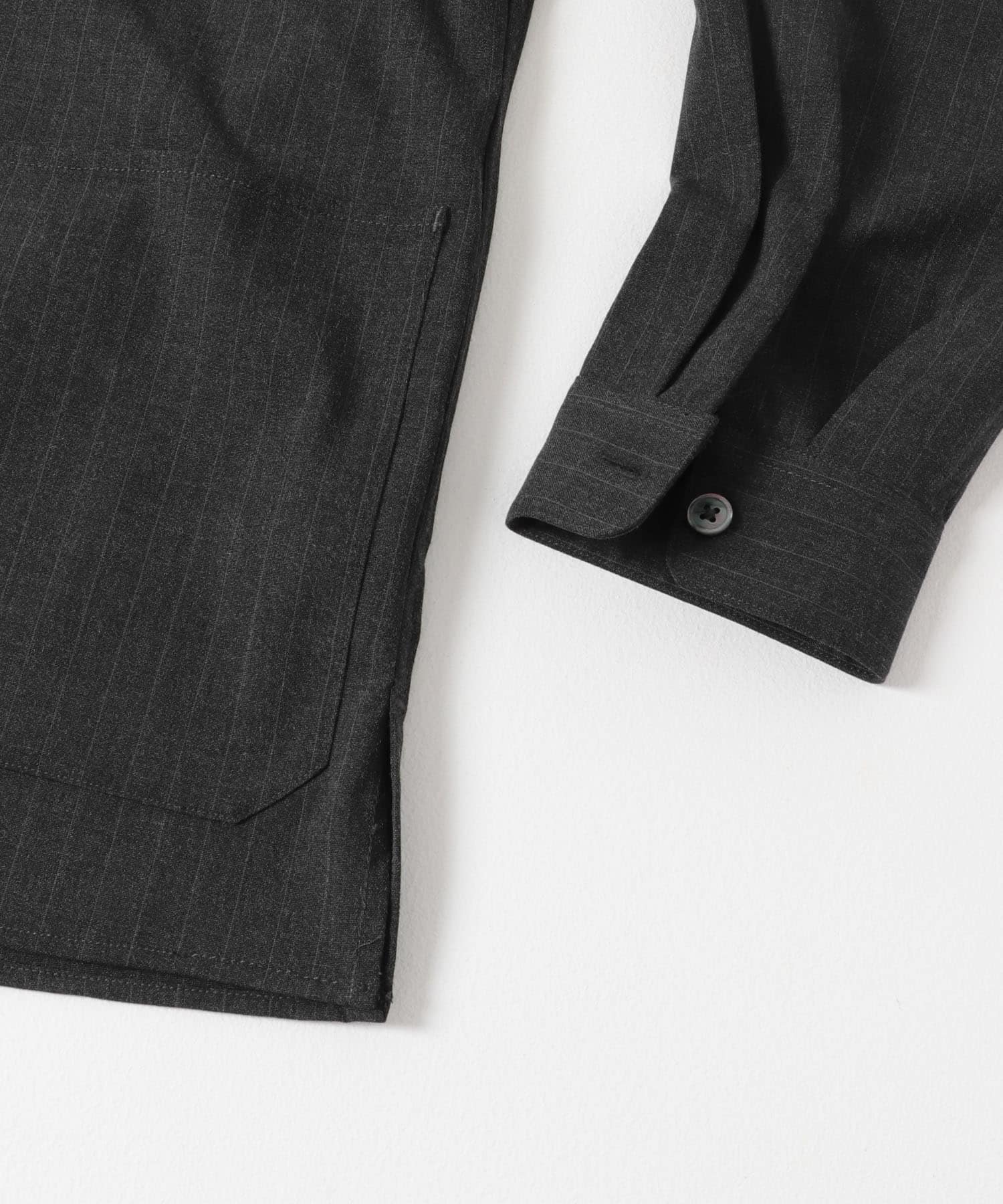 ウールライクシャツジャケット STRIPE M