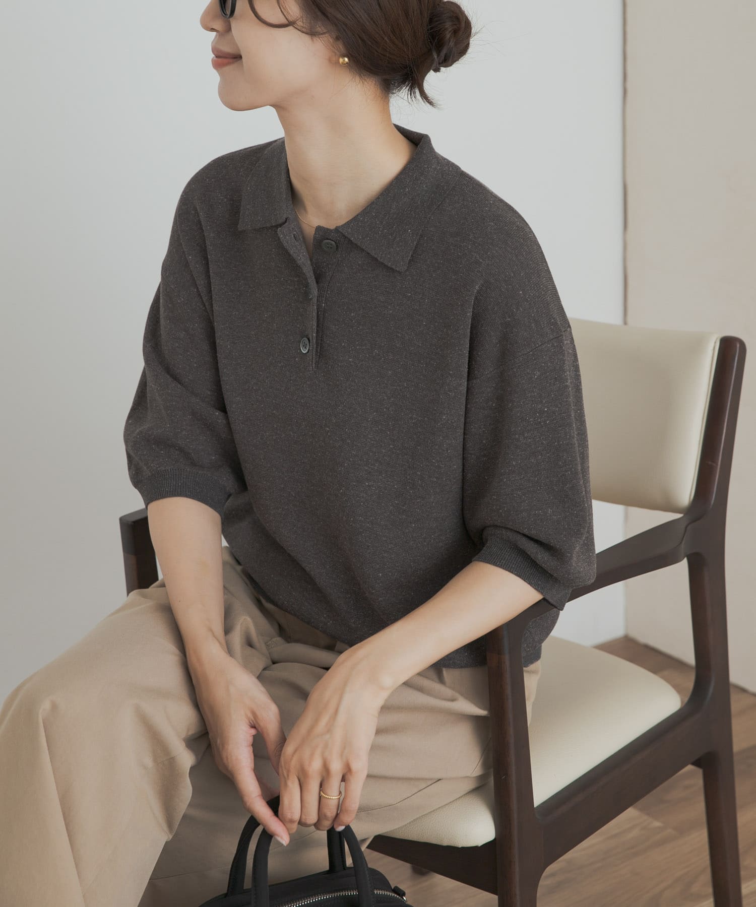 ニットポロシャツ