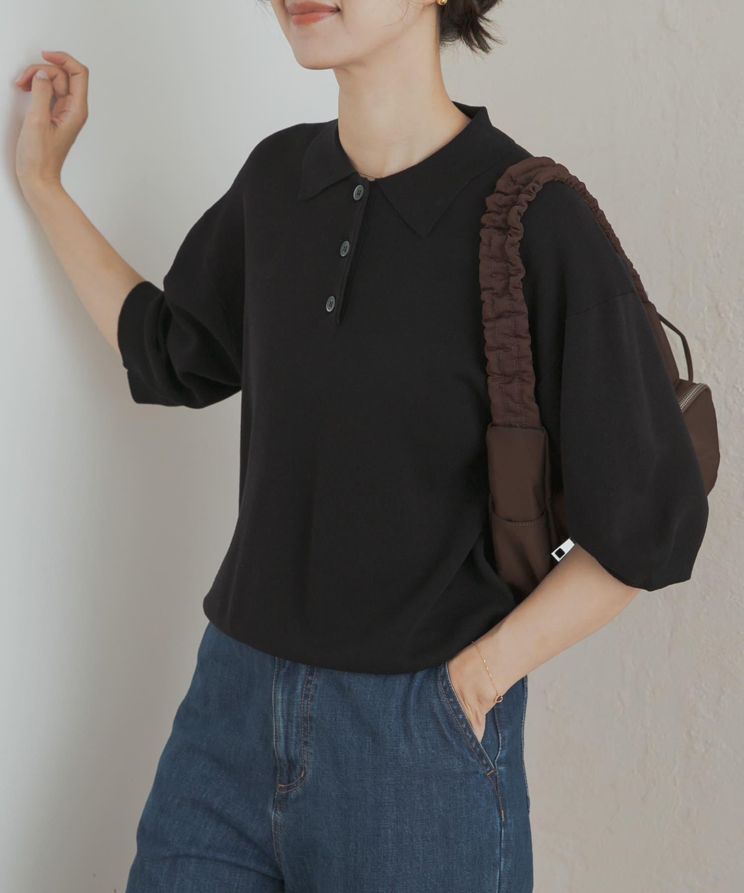 ニットポロシャツ