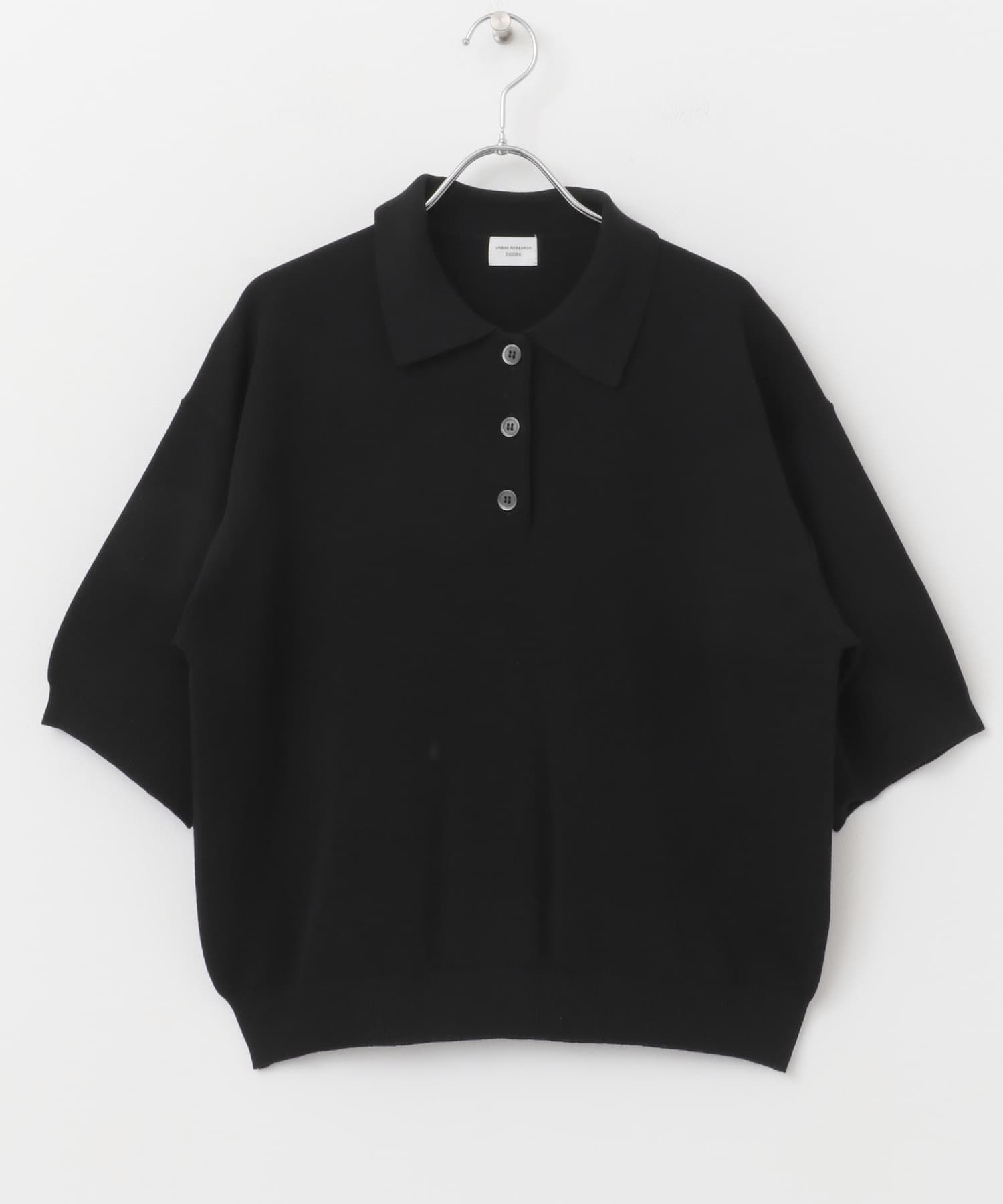 ニットポロシャツ BLACK M