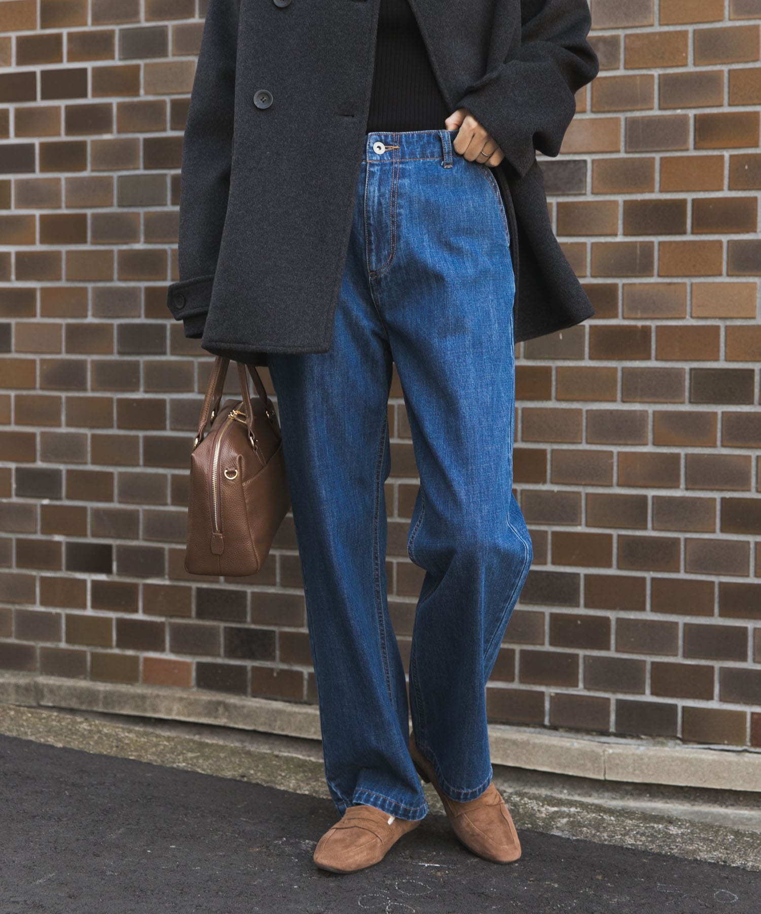 『3サイズ展開』デニムワイドパンツ