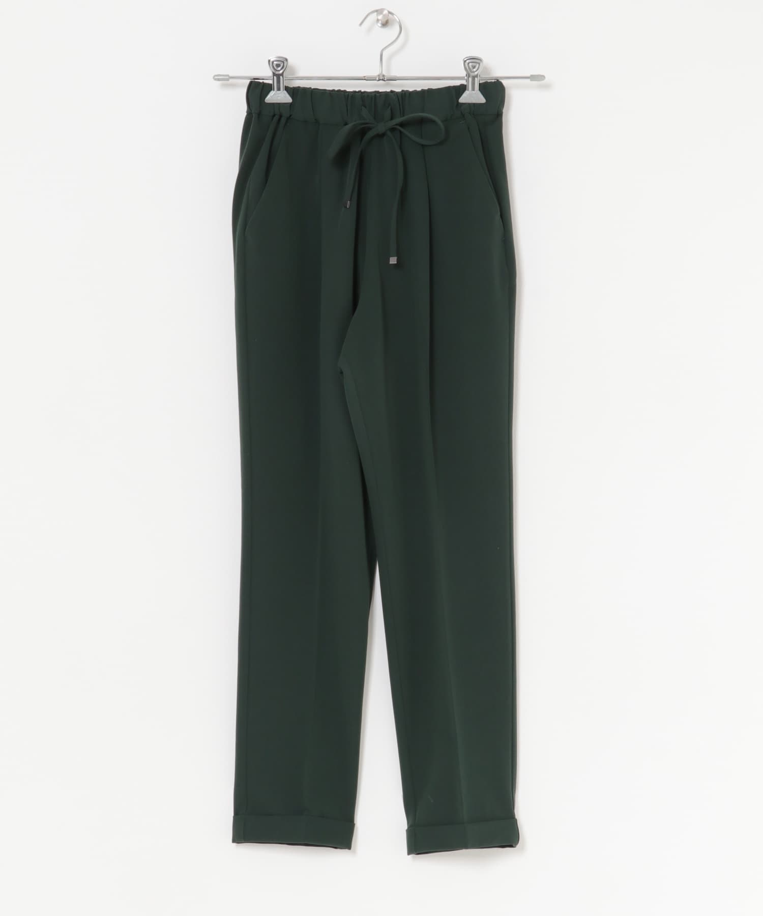 3サイズ展開』ストレッチテーパードイージーパンツ(XS GREEN): ボトム