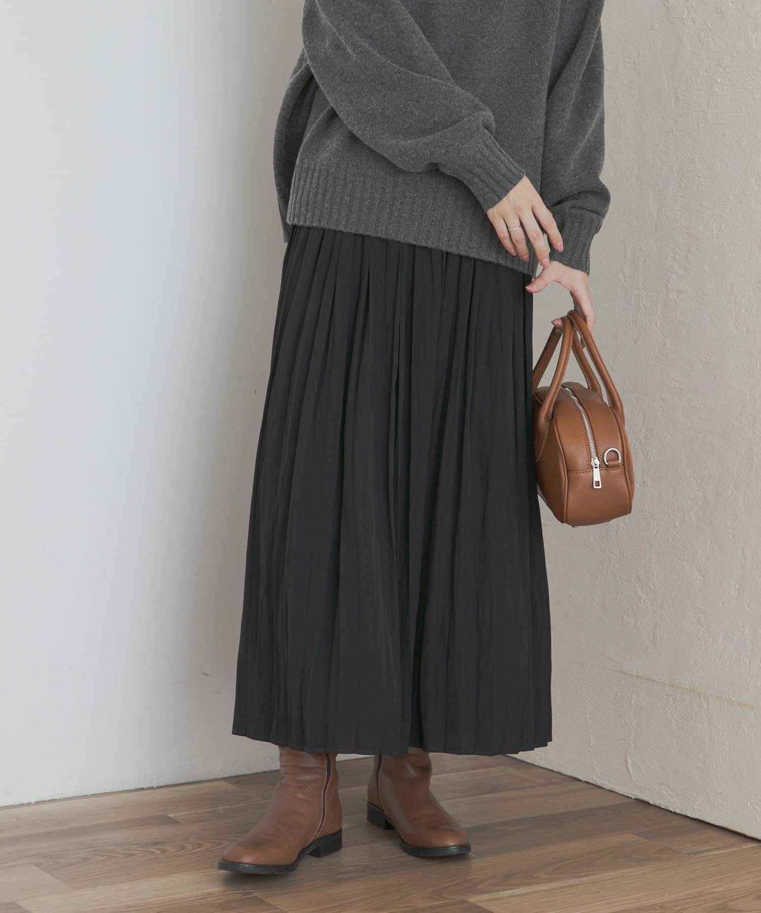 ランダムプリーツスカート BLACK M