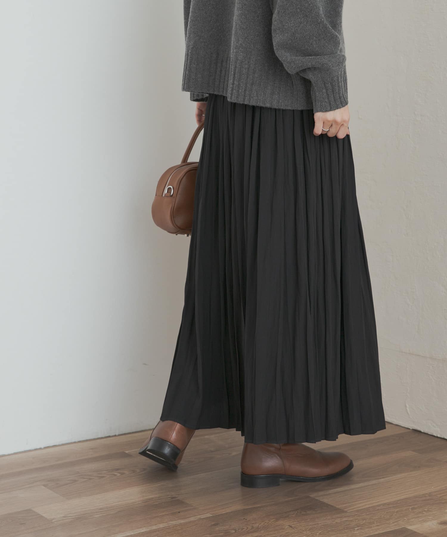 ランダムプリーツスカート BLACK M