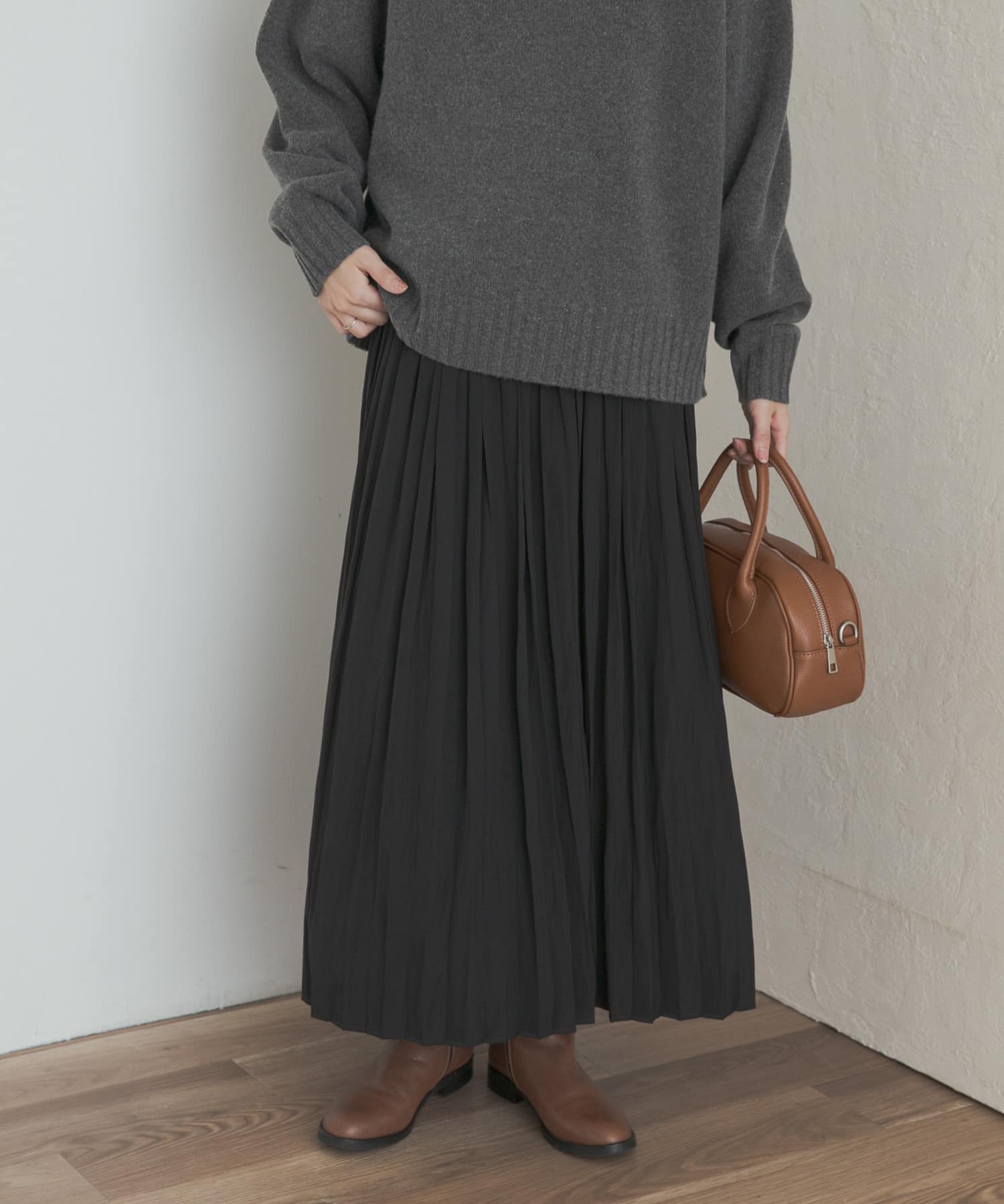 ランダムプリーツスカート BLACK M