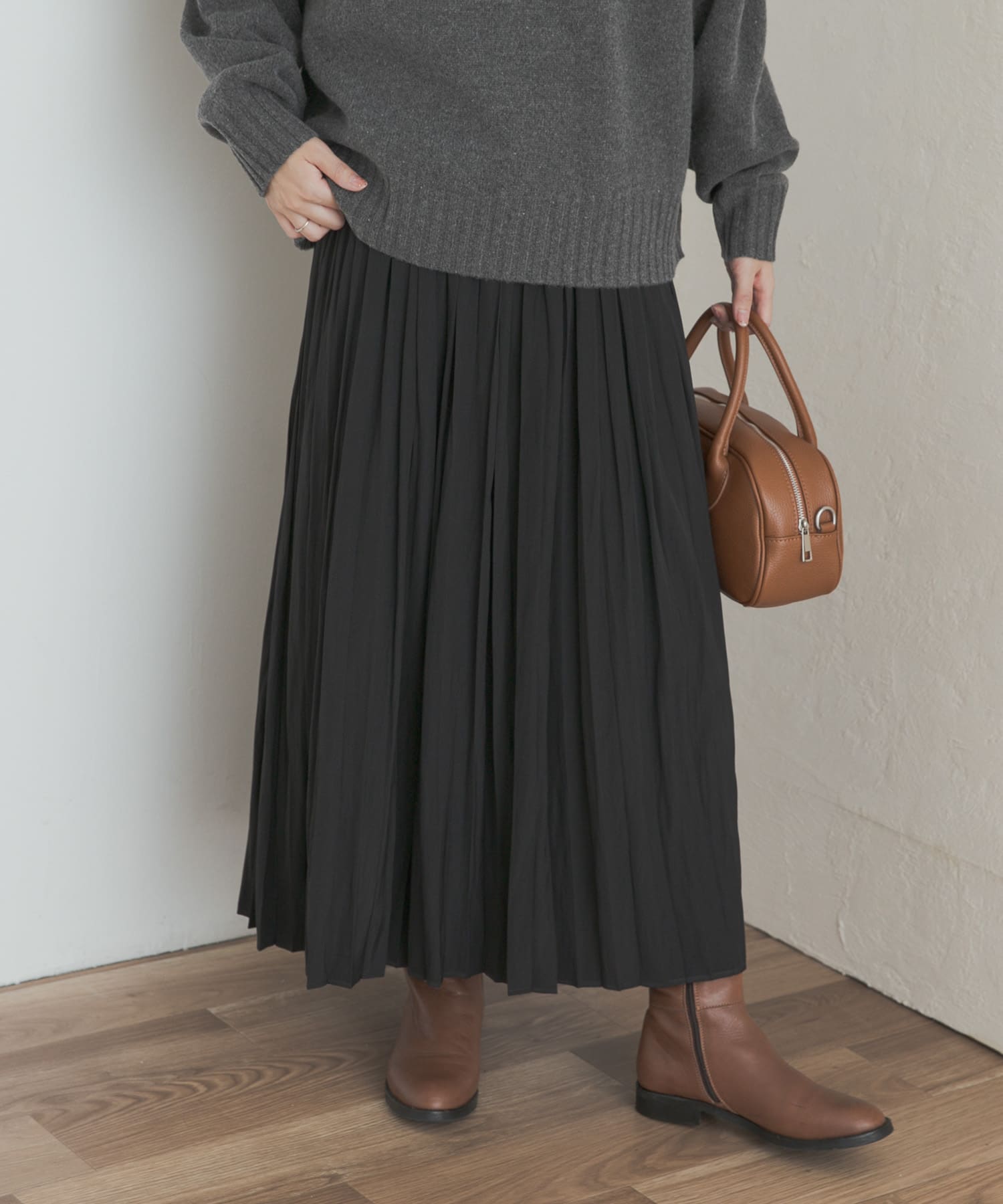 ランダムプリーツスカート BLACK M