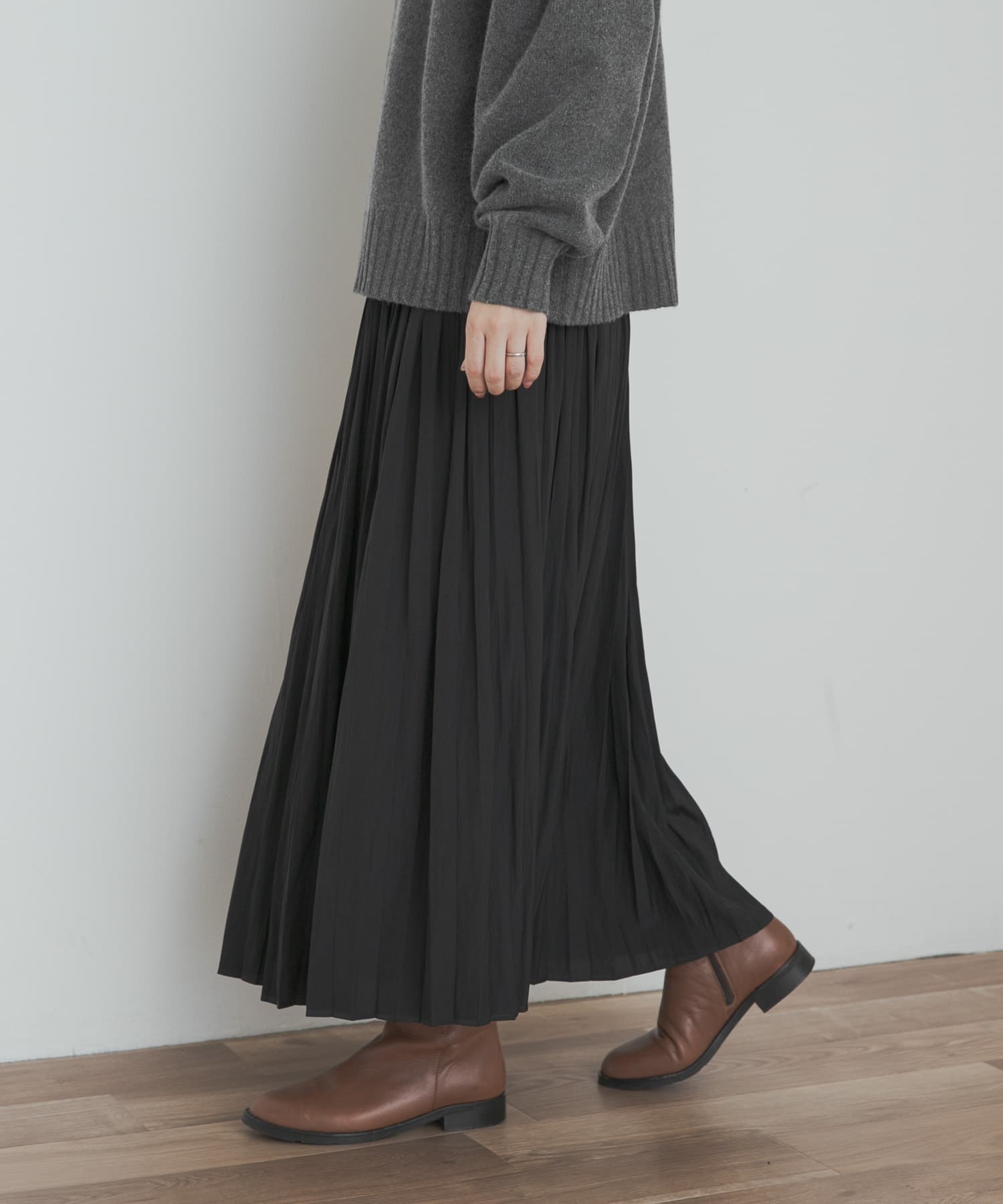 ランダムプリーツスカート BLACK M
