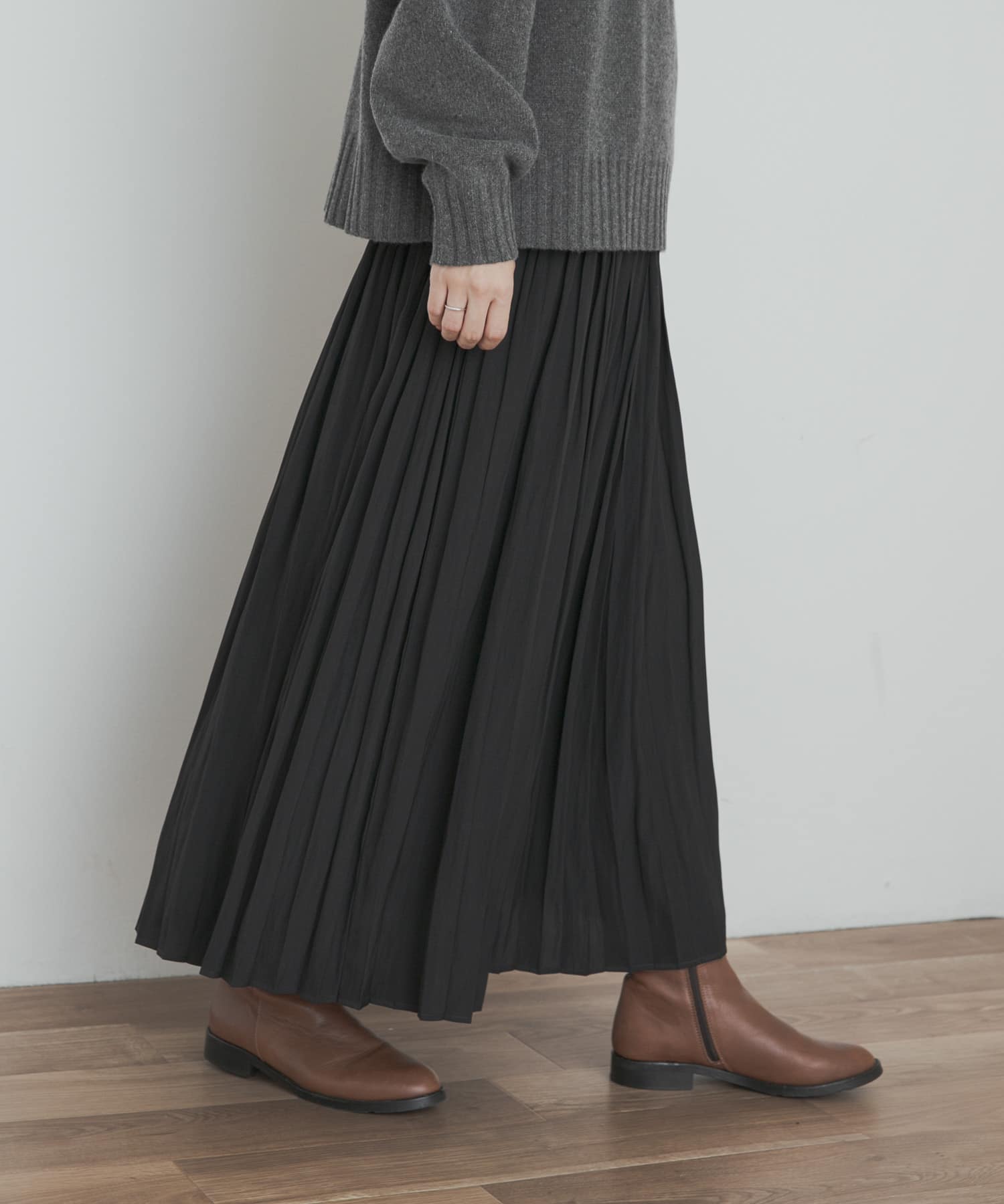 ランダムプリーツスカート BLACK M