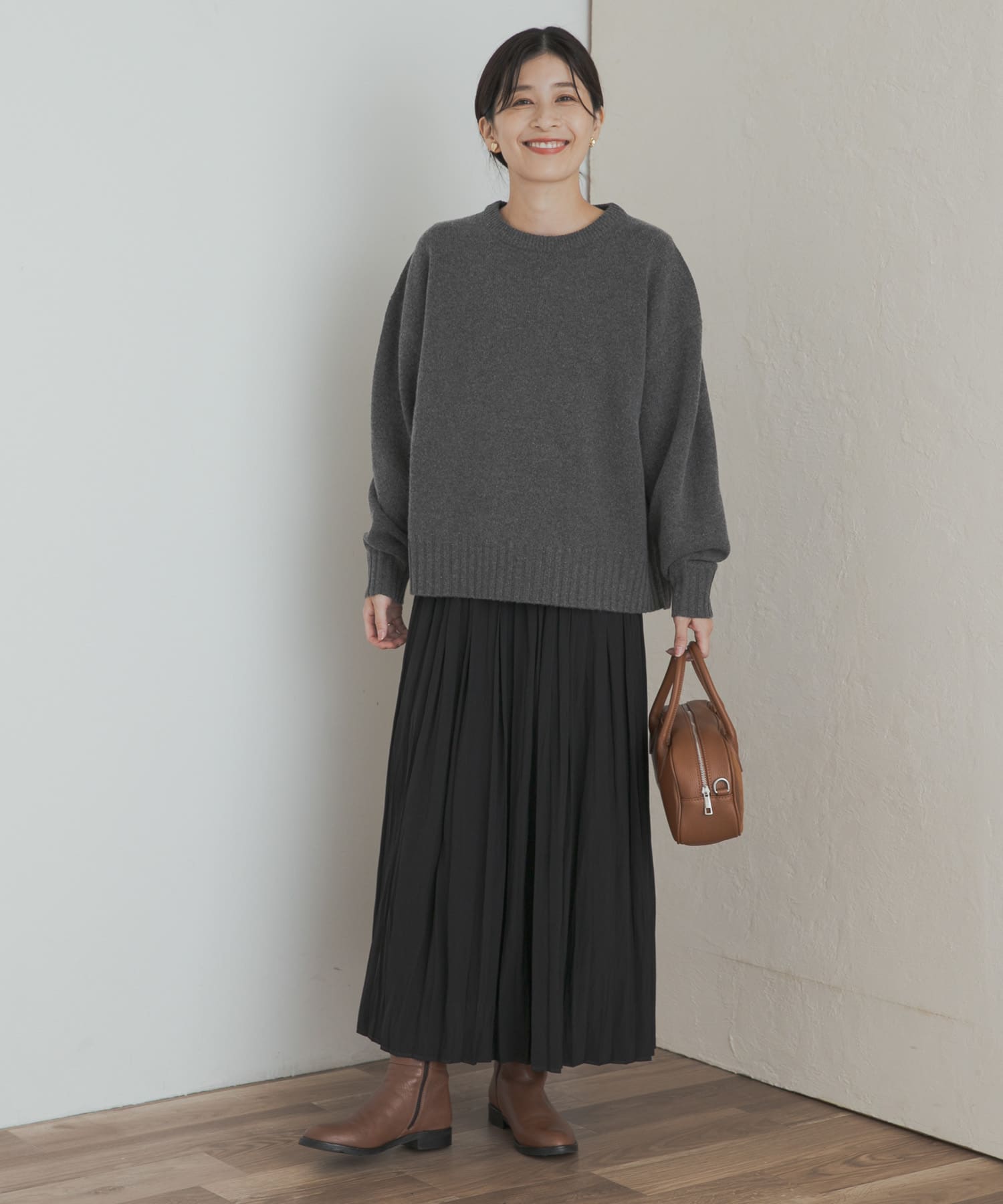 ランダムプリーツスカート BLACK M