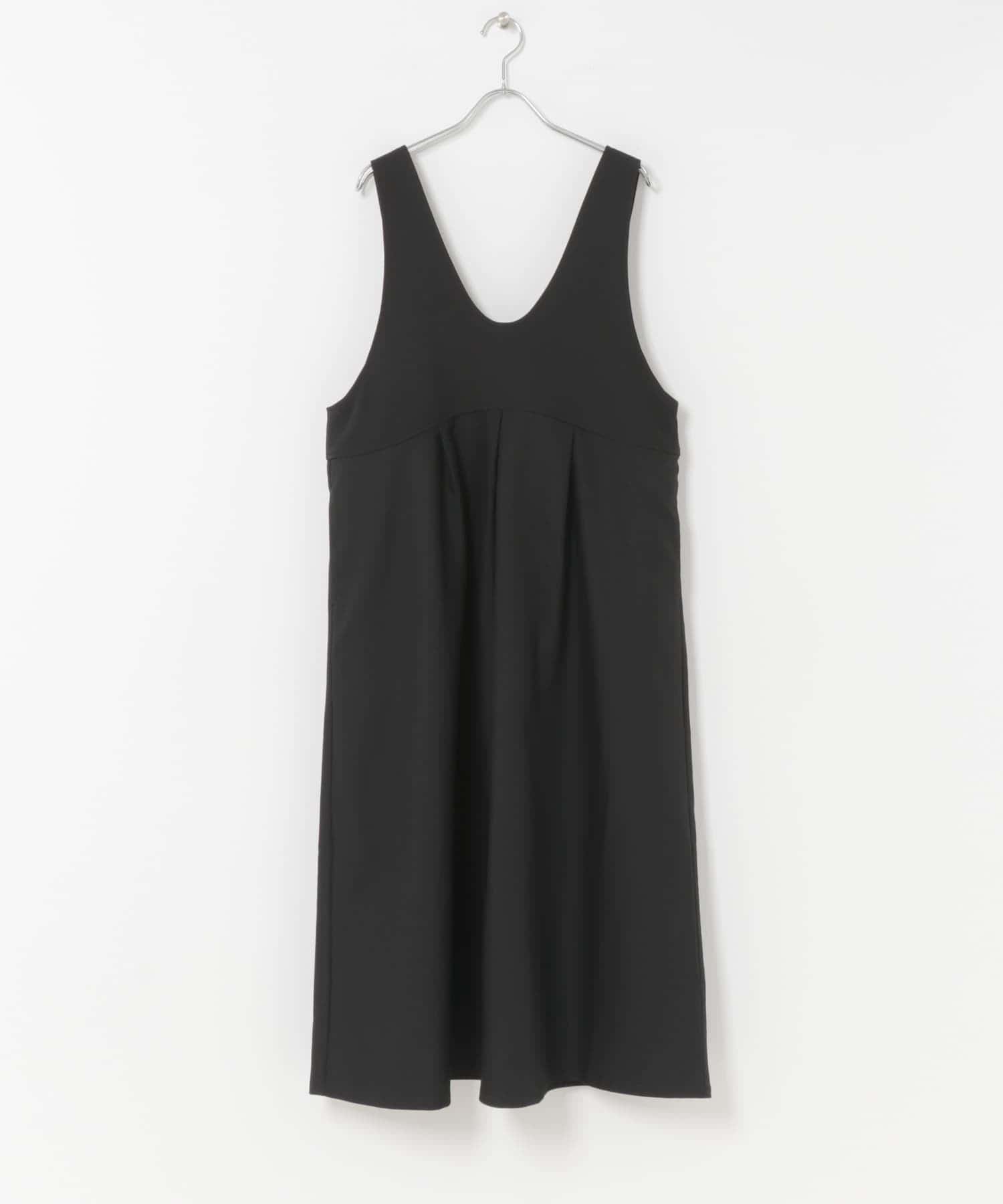 深Uネック切替ジャンパースカート(M BLACK): ワンピース｜URBAN