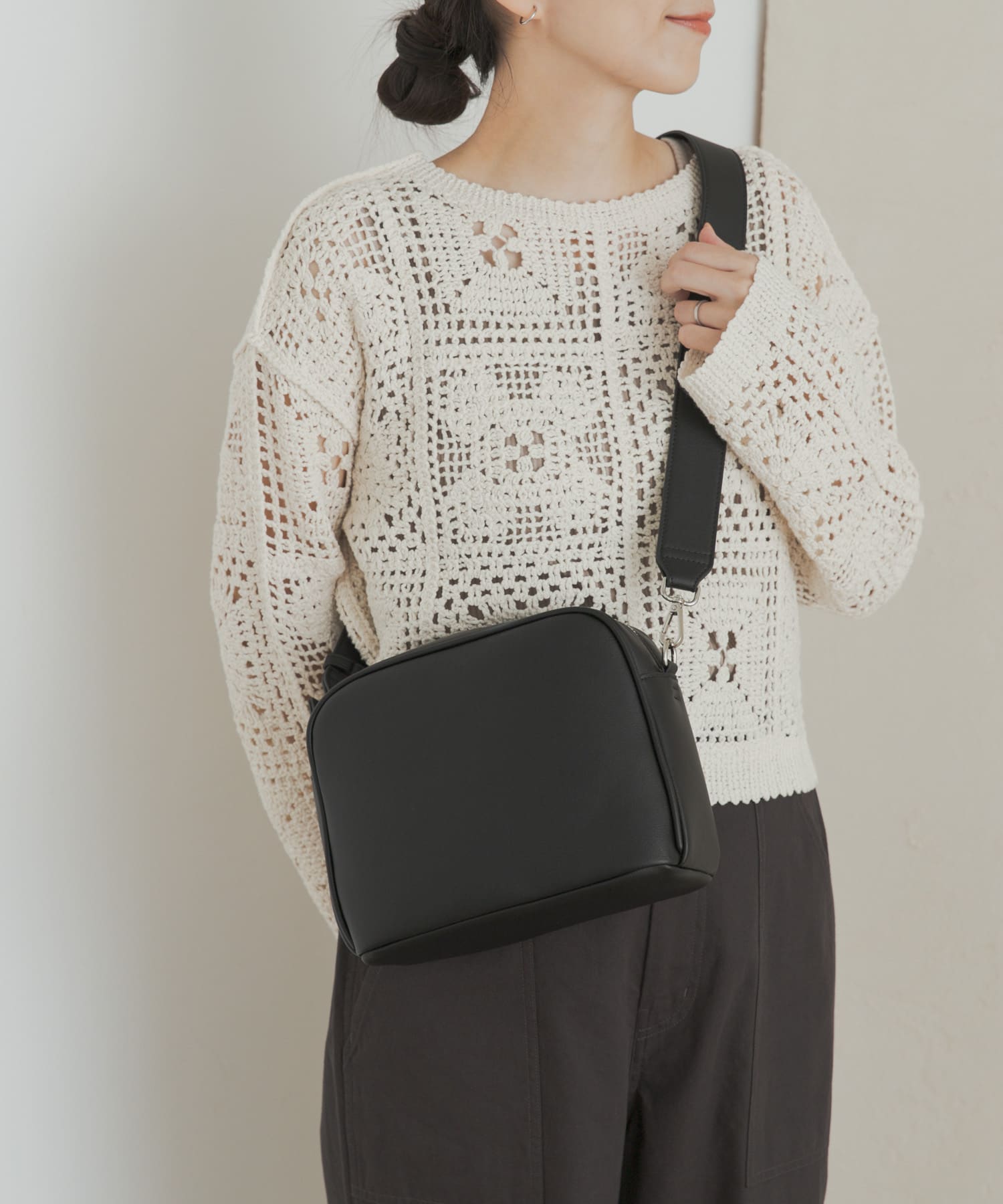 2WAYスクエアショルダーバッグ BLACK one