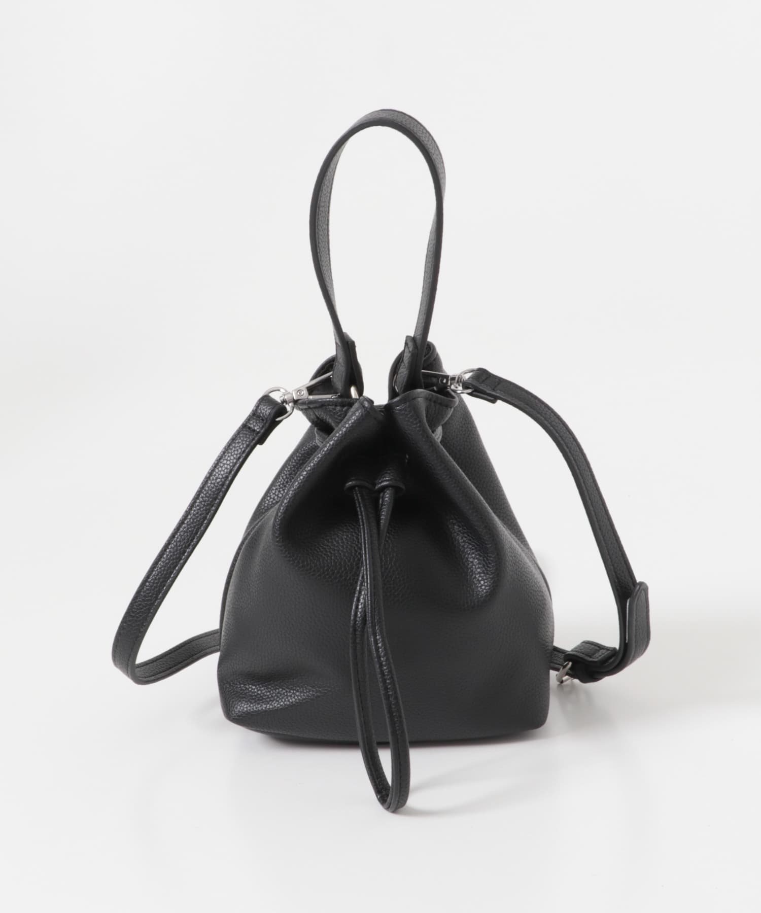 2WAYシボ巾着ショルダーバッグ BLACK one