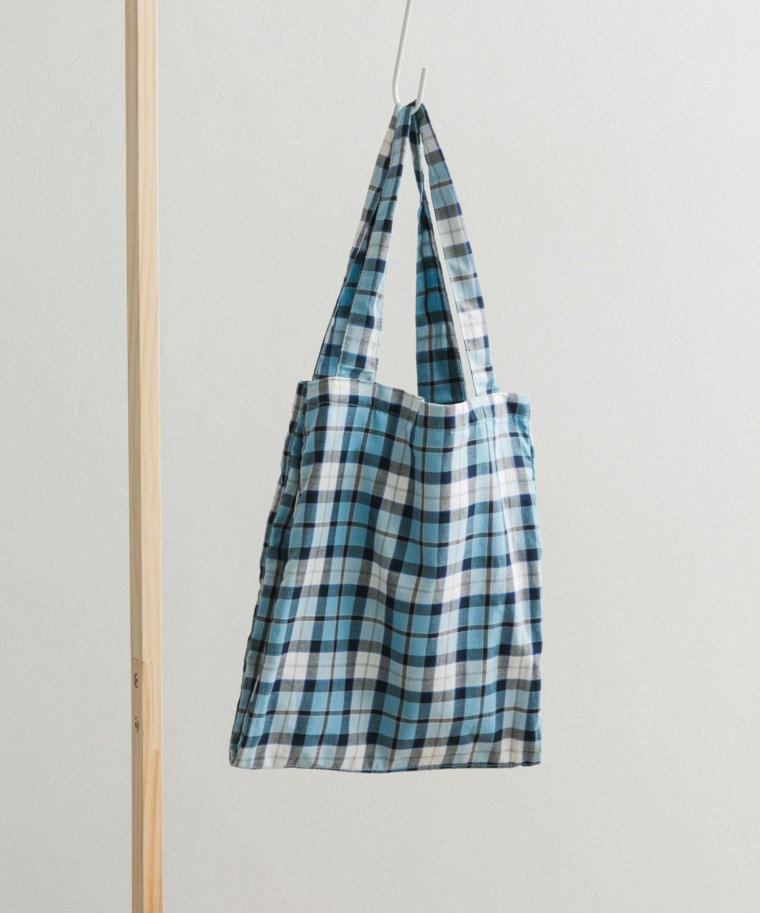 チェック柄トート BLUE one