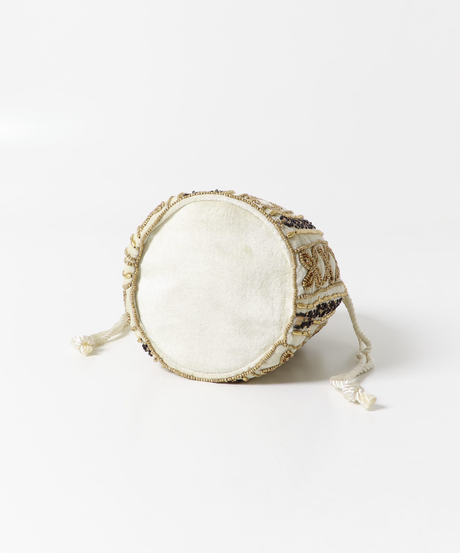 インドビーズ巾着バッグ IVORY one