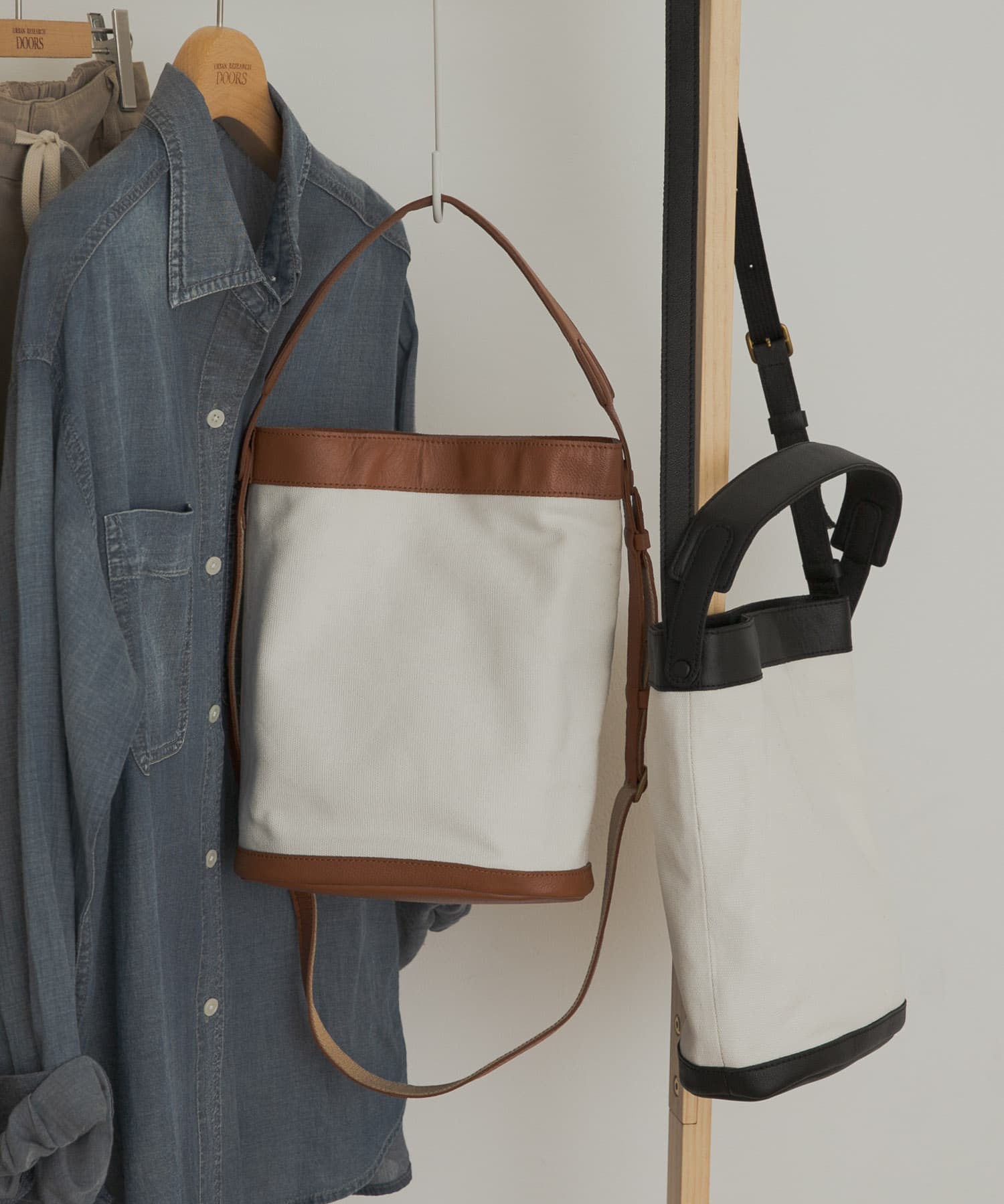 キャンバスコンビレザーバッグ