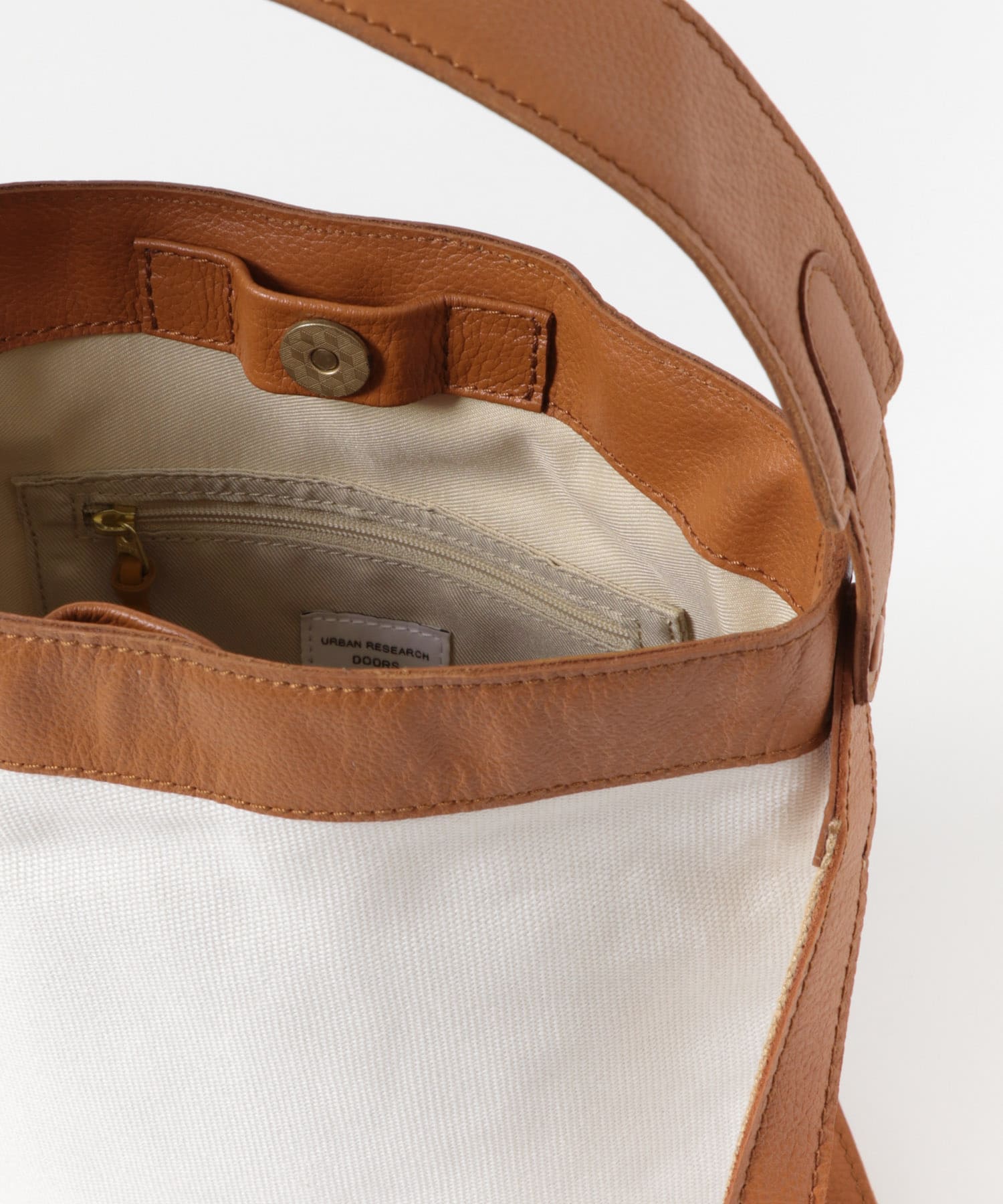 キャンバスコンビレザーバッグ BROWN one