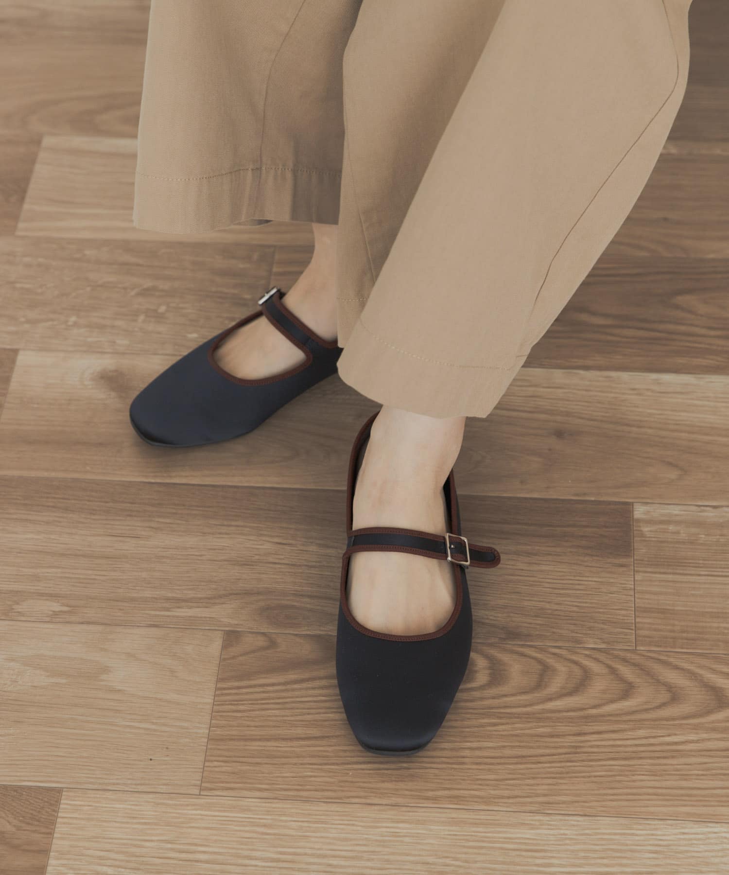 サテンメリージェーン NAVY 36