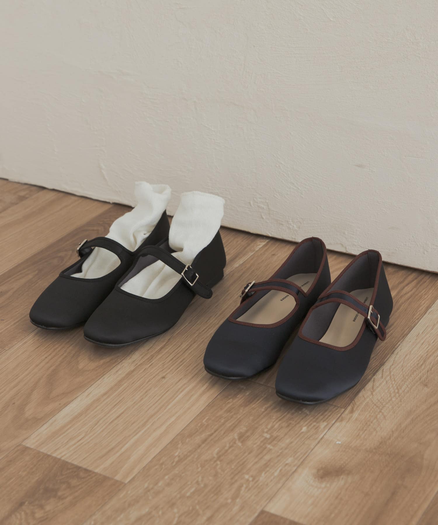 サテンメリージェーン BLACK 36