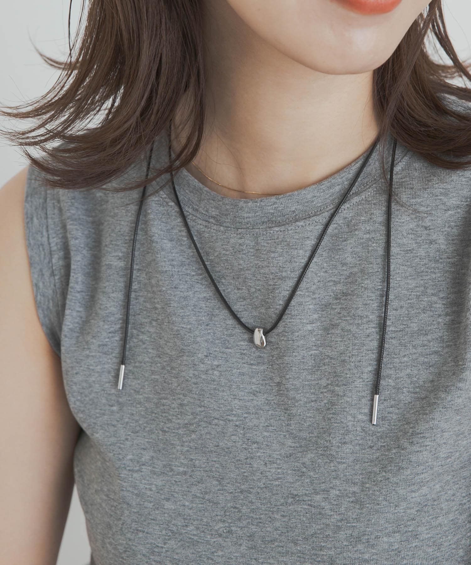 メタルモチーフコードネックレス SILVER one